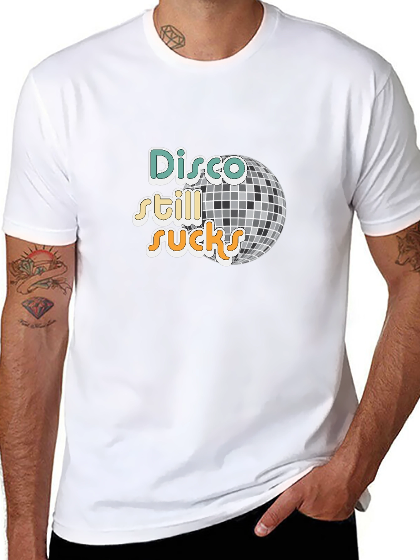 Black Disco Still Sucks T-Shirt - Retro Anti-Disco Graphic Tee view 8
