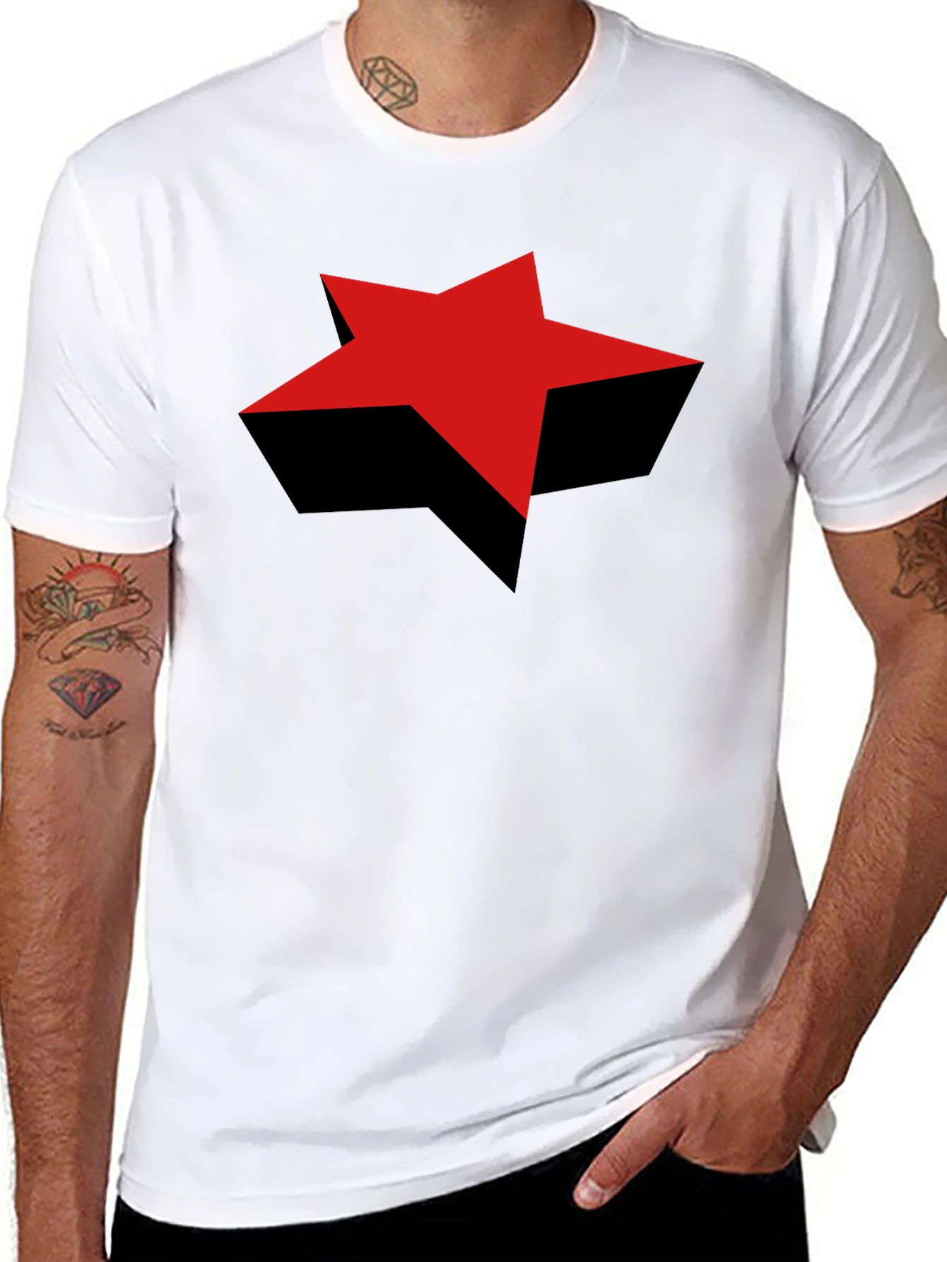 Black Red Star Graphic Black T-Shirt - Bold Style view 8
