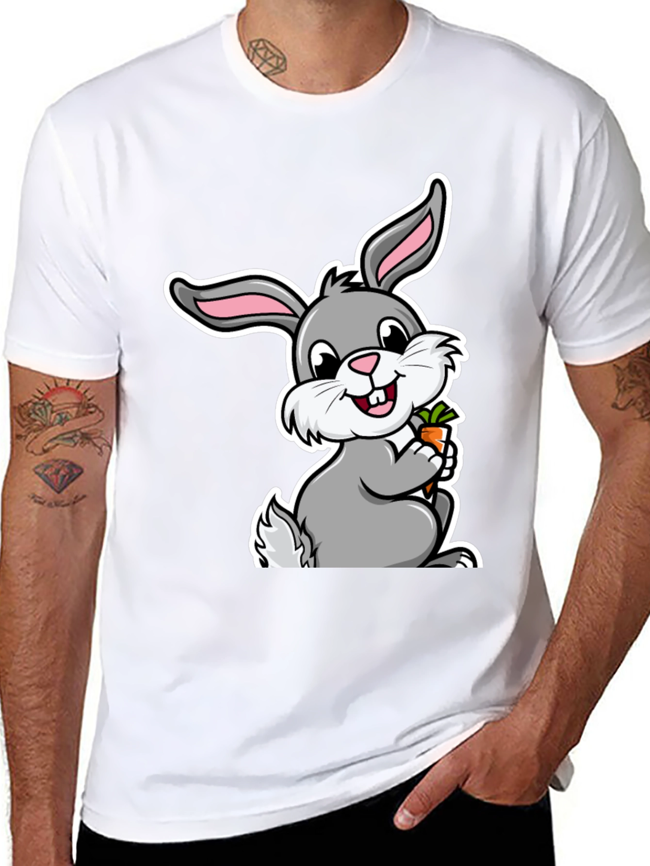 Black Cute Bunny Graphic T-Shirt - Easter Gift view 8