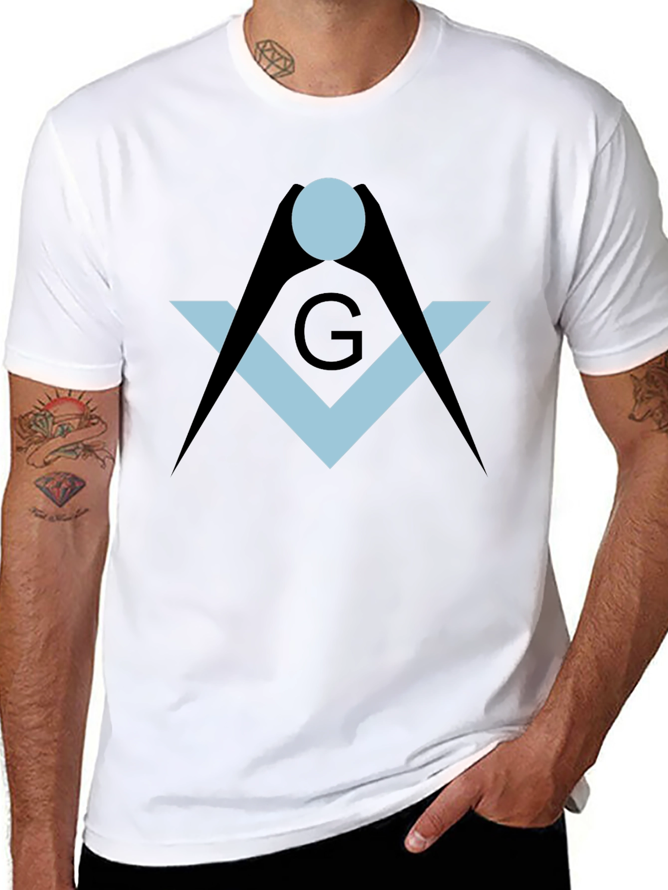 Black Masonic Symbol Black T-Shirt view 8