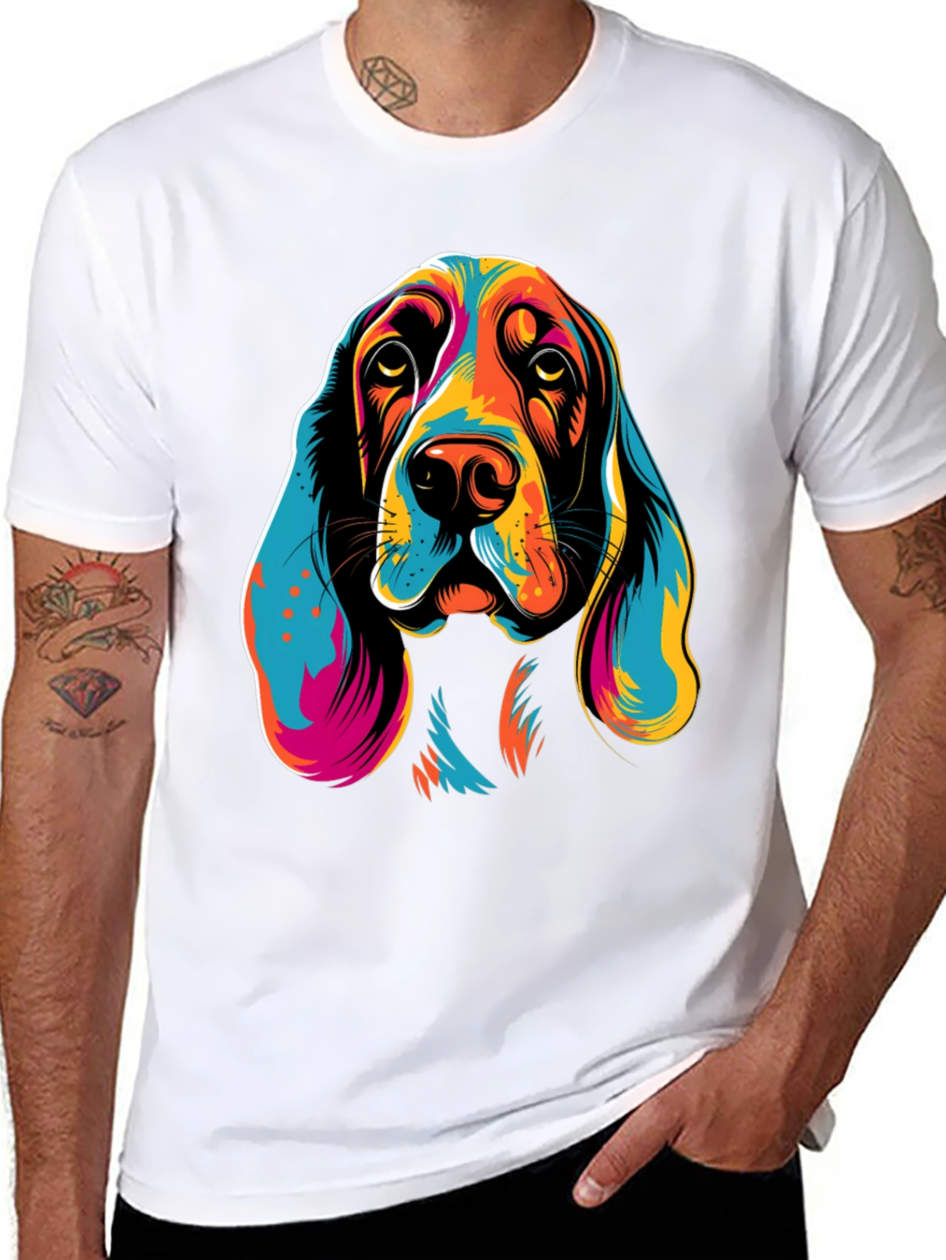Black Vibrant Dog Graphic T-Shirt view 8