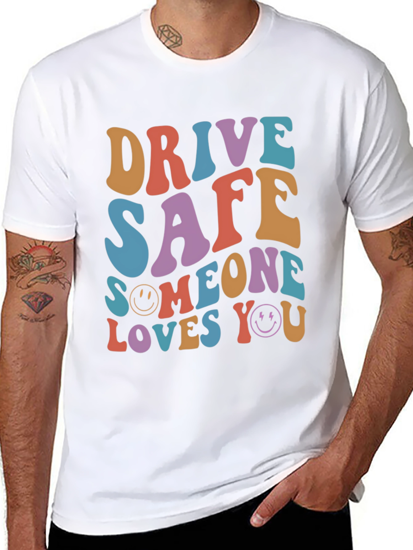 Black Drive Safe Graphic Tee - Retro Style T-Shirt view 8