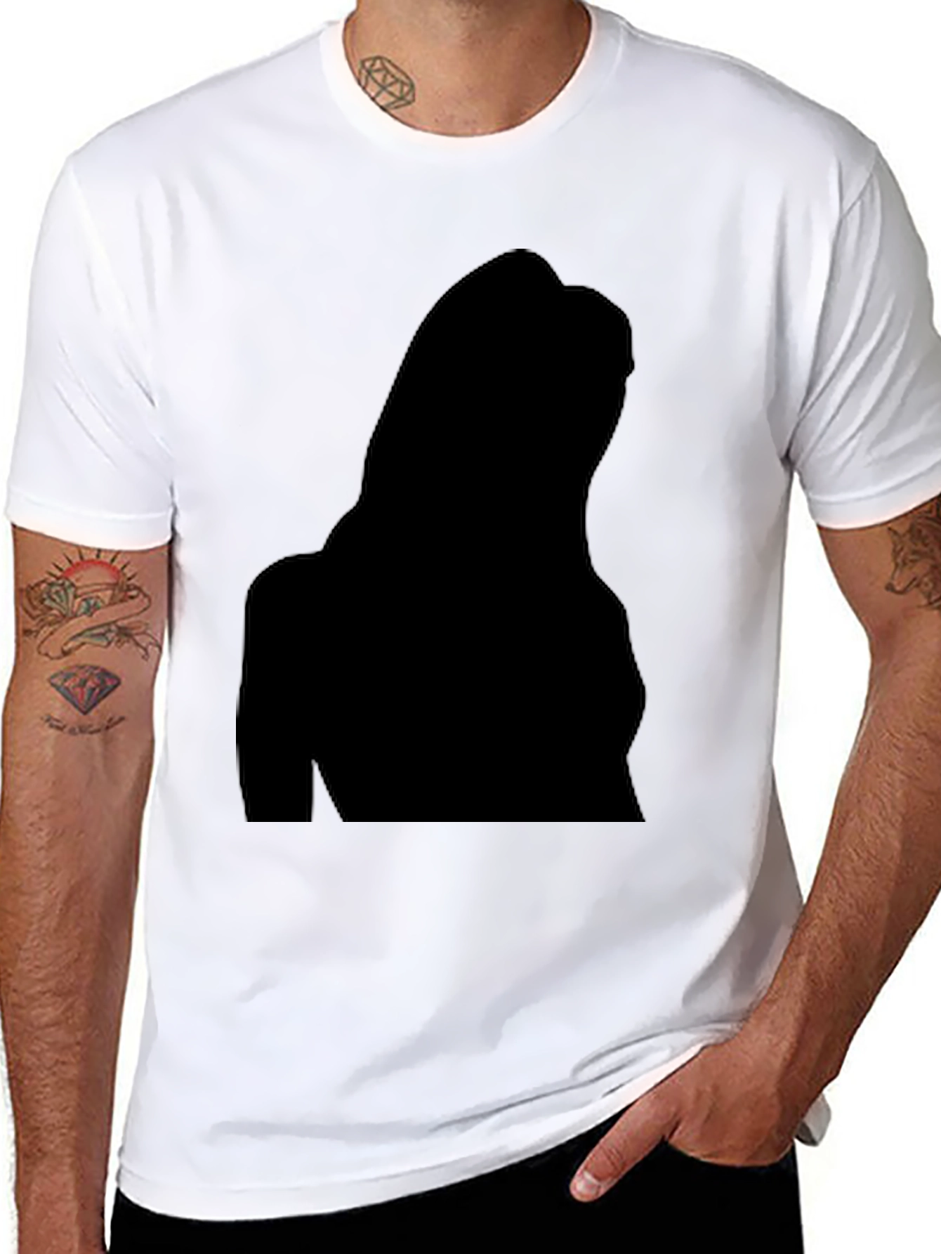 Black Men's Black Silhouette Graphic Tee - Casual Style view 8