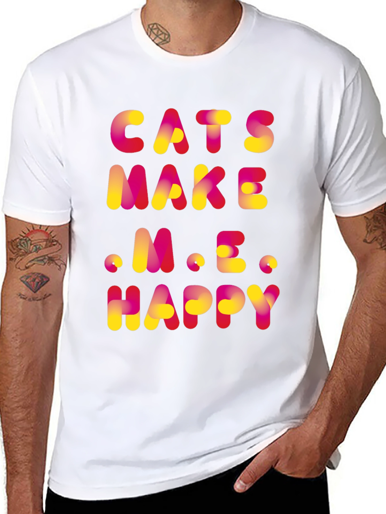 Black Cats Make Me Happy Graphic T-Shirt view 8