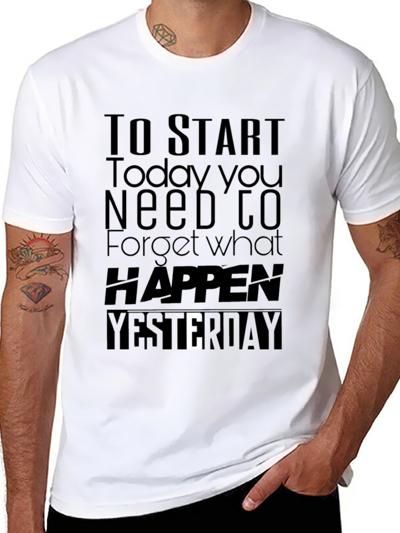 Black Motivational Black T-Shirt: Start Today view 8