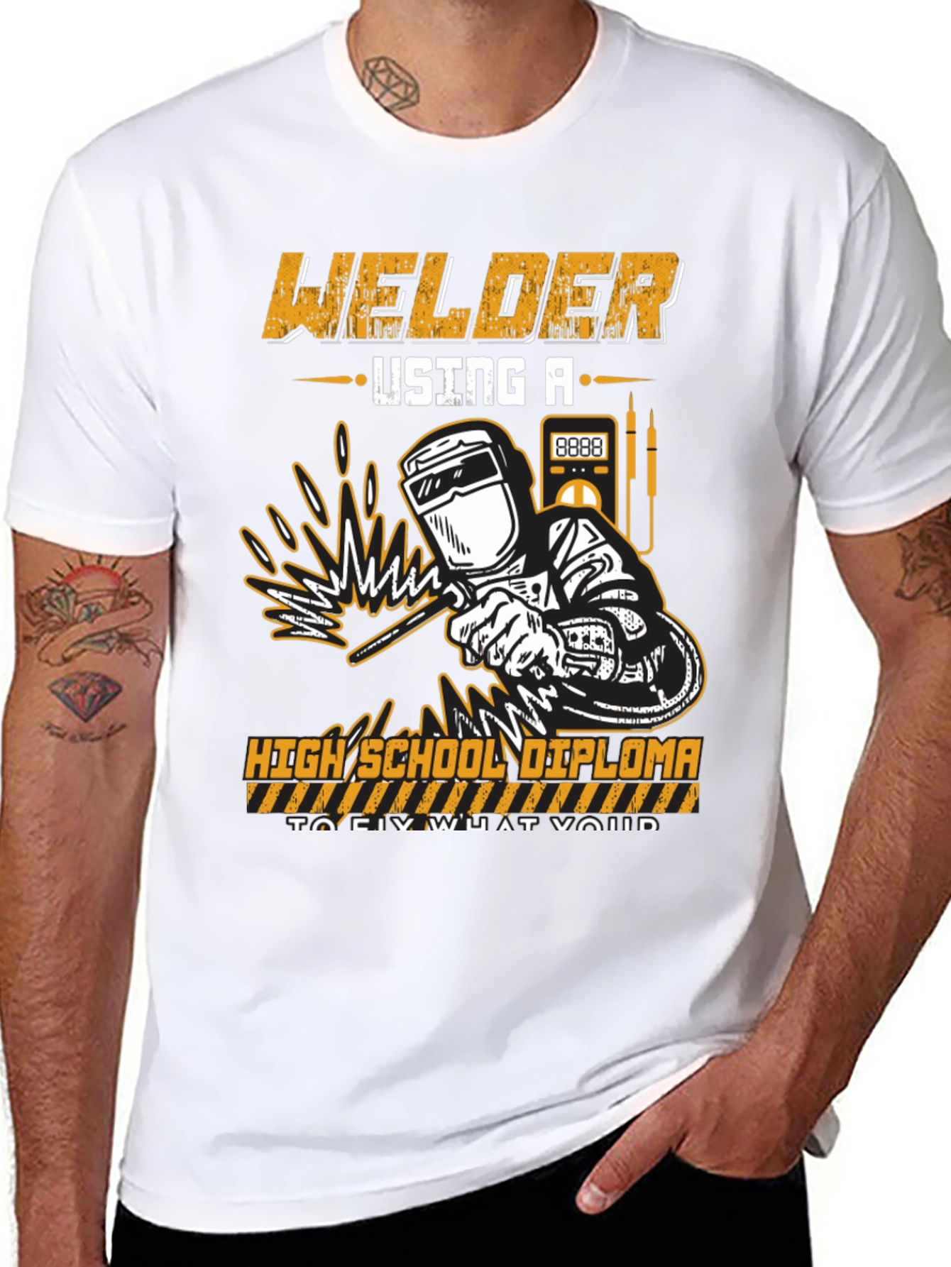 Black Welder High School Diploma T-Shirt view 8