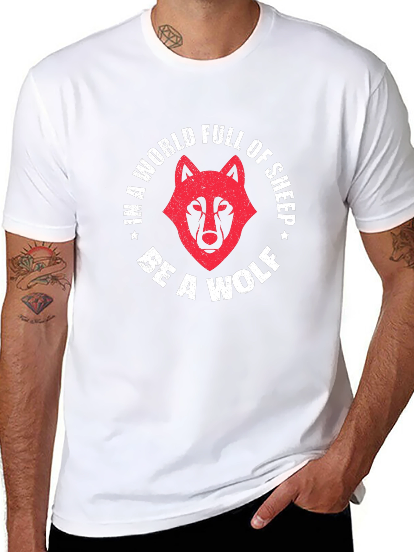 Black Be A Wolf Graphic Tee - Stand Out From The Crowd view 8