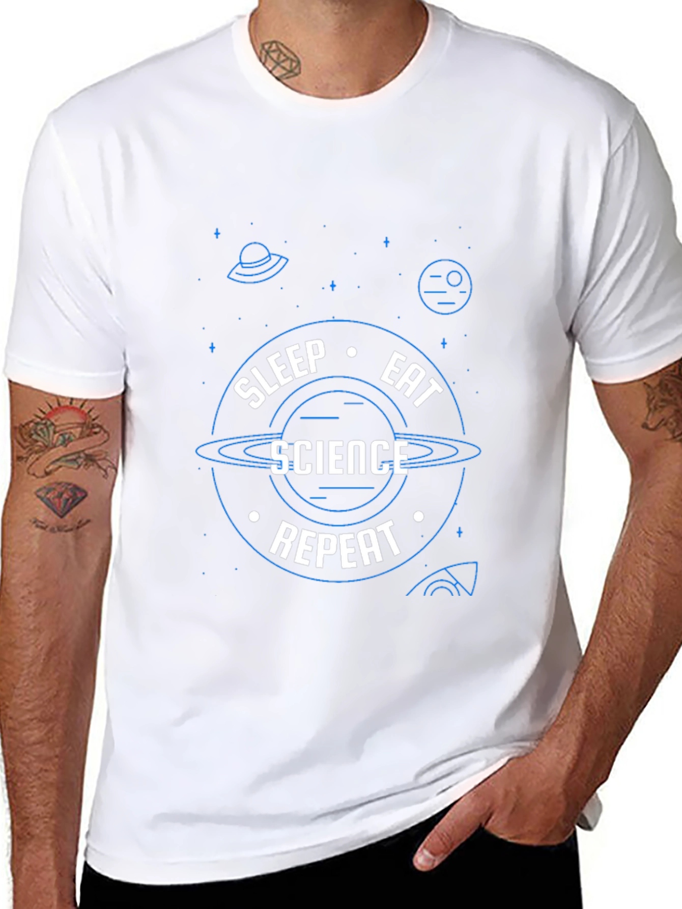 Black Science Repeat T-Shirt - Black, Novelty Graphic Tee view 8