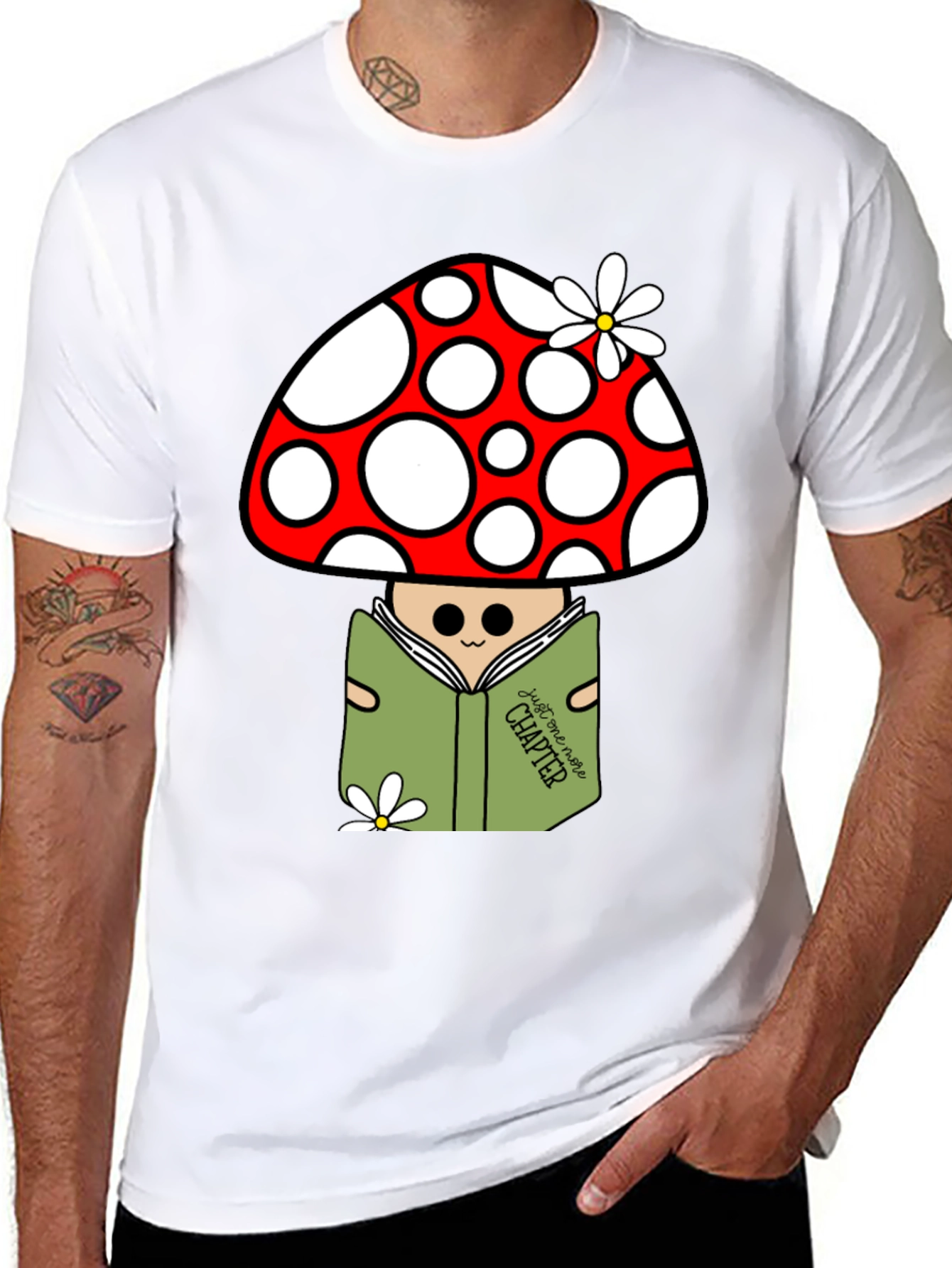 Black Mushroom Reader Graphic T-Shirt - Just One More Chapter view 8