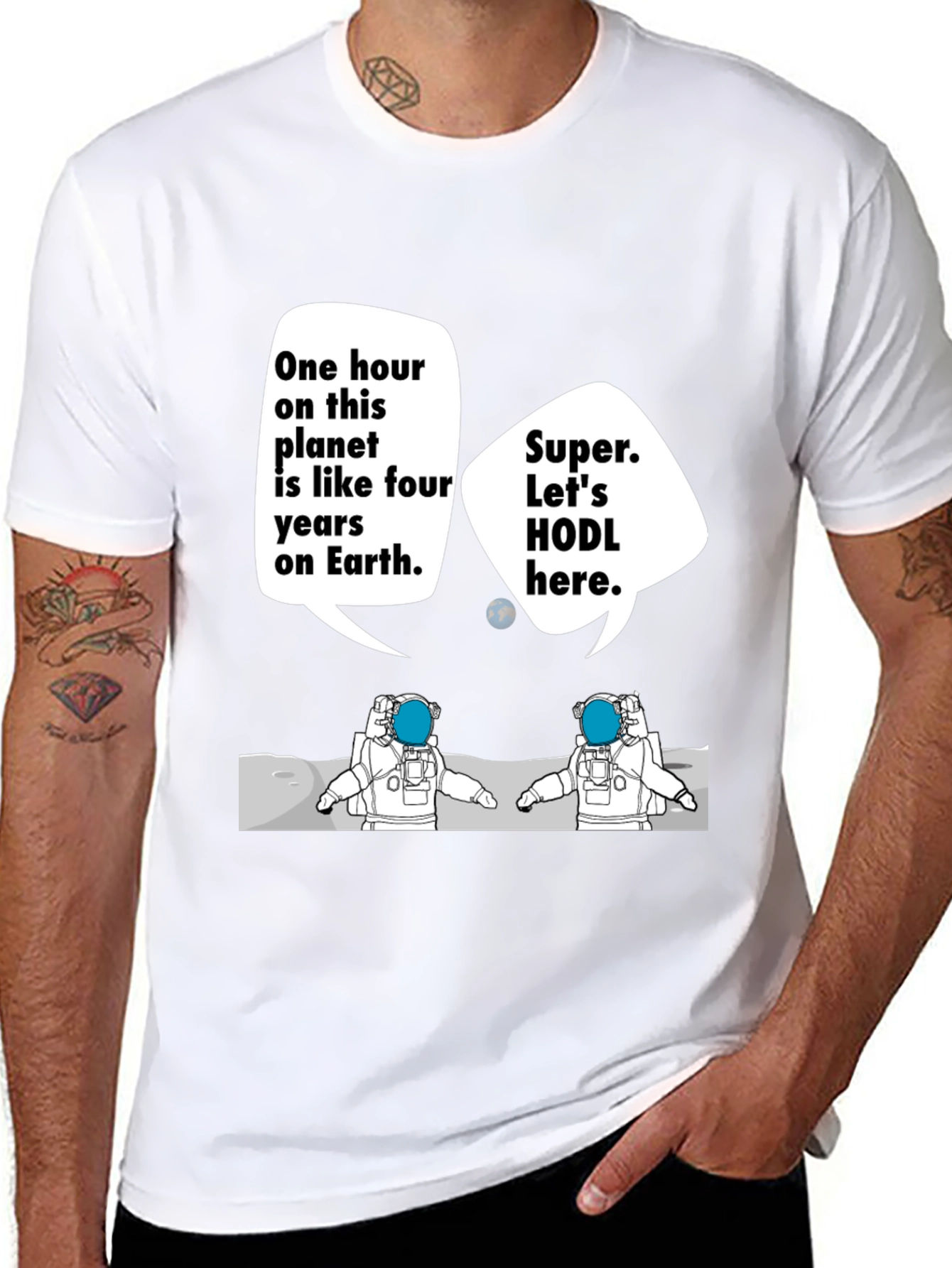 Black HODL Astronauts Black T-Shirt - Crypto Meme view 8