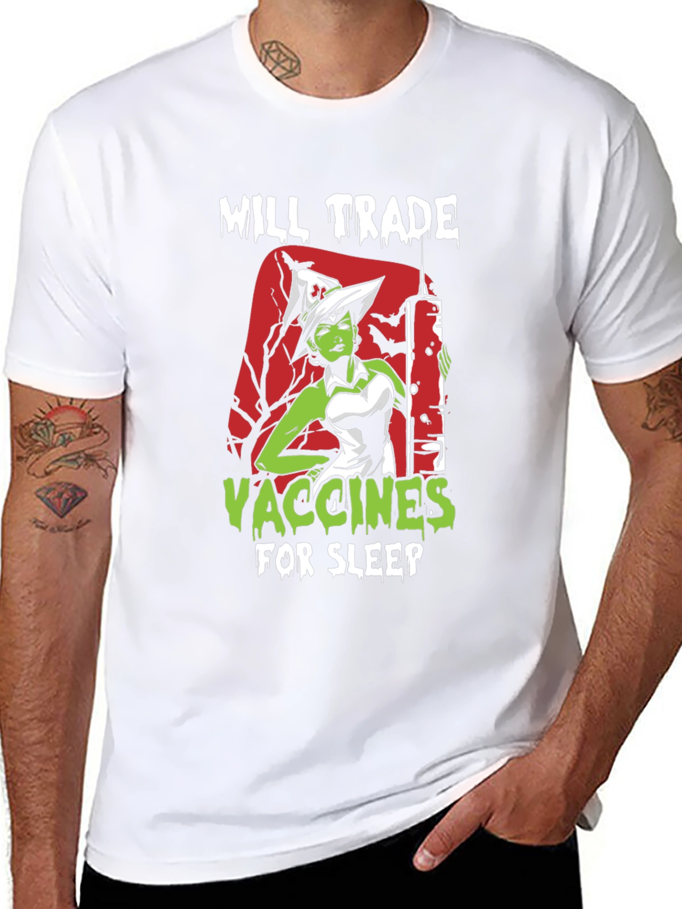 Black Will Trade Vaccines For Sleep T-Shirt view 8