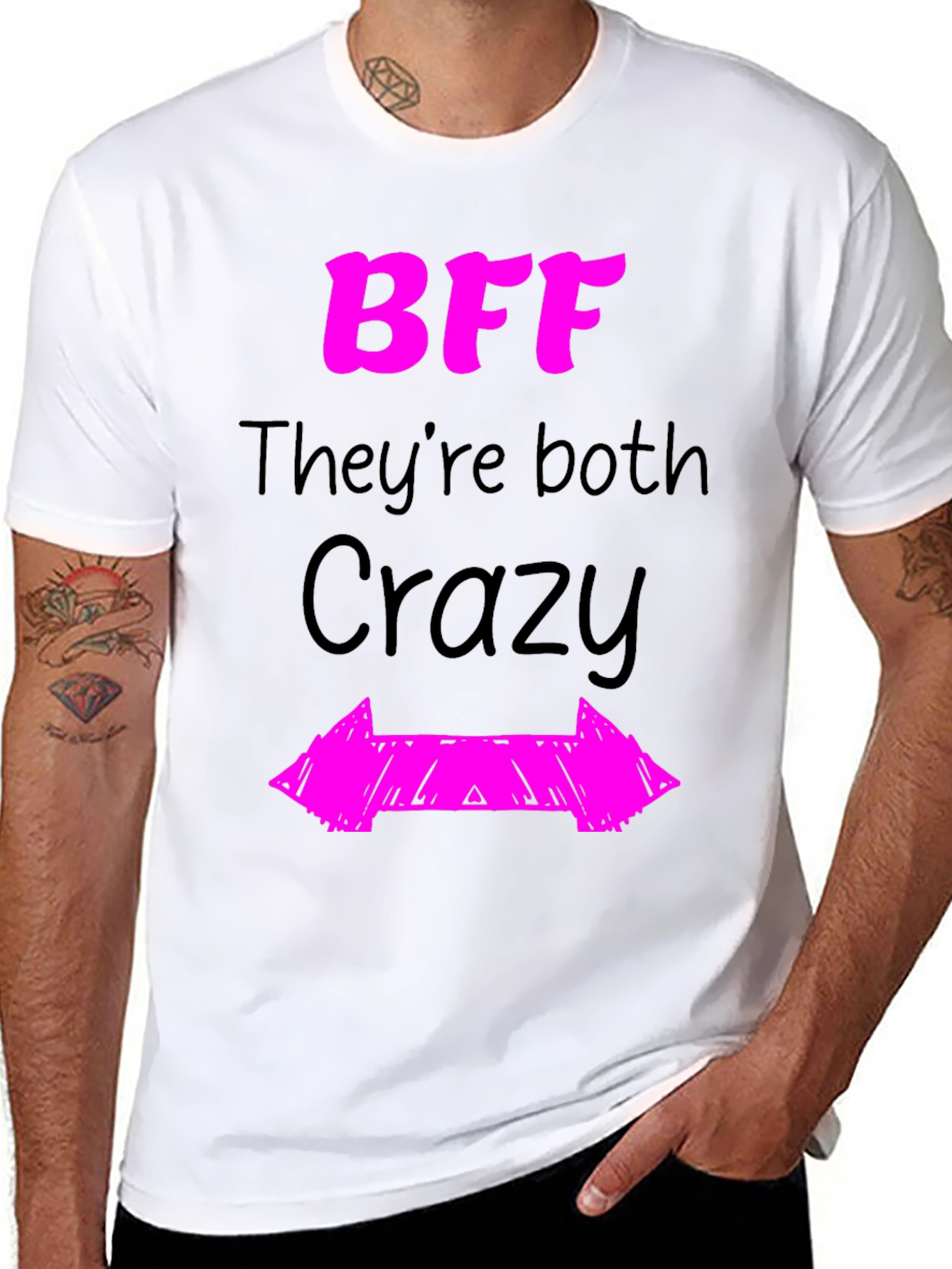 Black BFF They're Both Crazy Graphic Novelty T-Shirt view 8