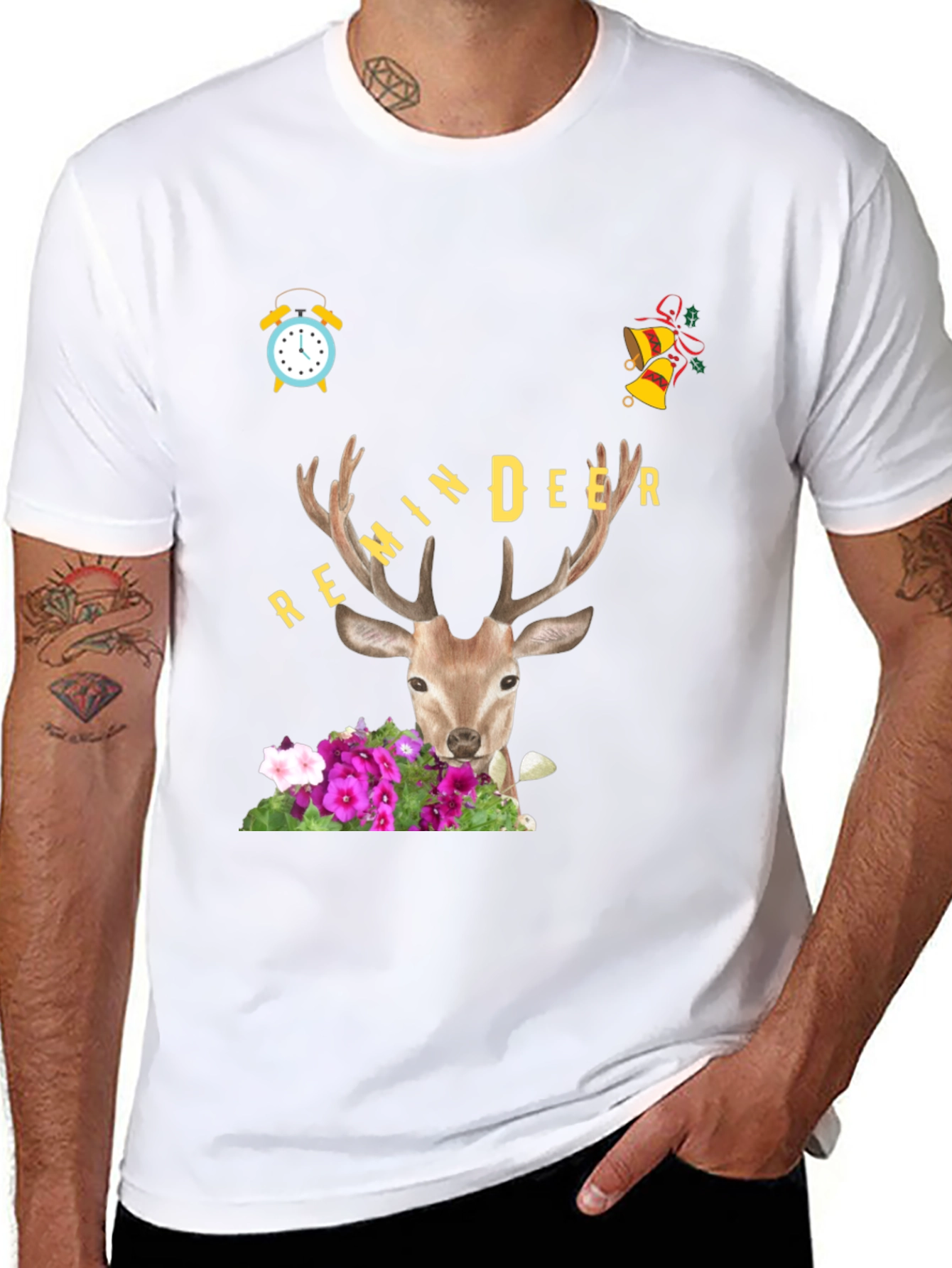 Black Remindeer Graphic Tee - Holiday Novelty Shirt view 8