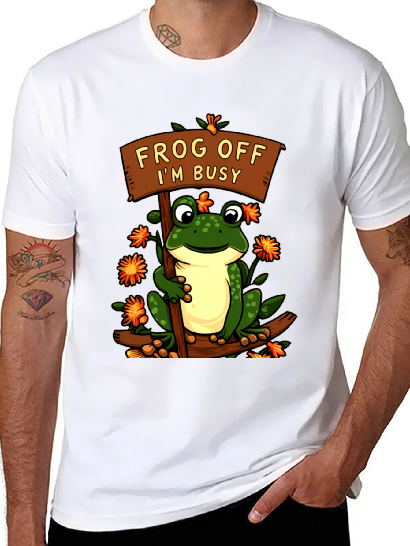 Black Frog Off I'm Busy T-Shirt Funny Animal Tee view 8