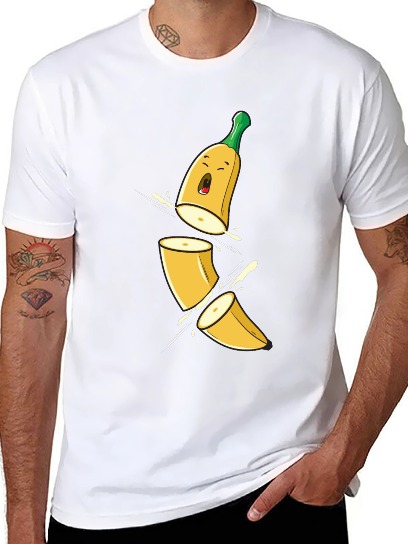 Black Sliced Banana Cartoon T-Shirt view 8