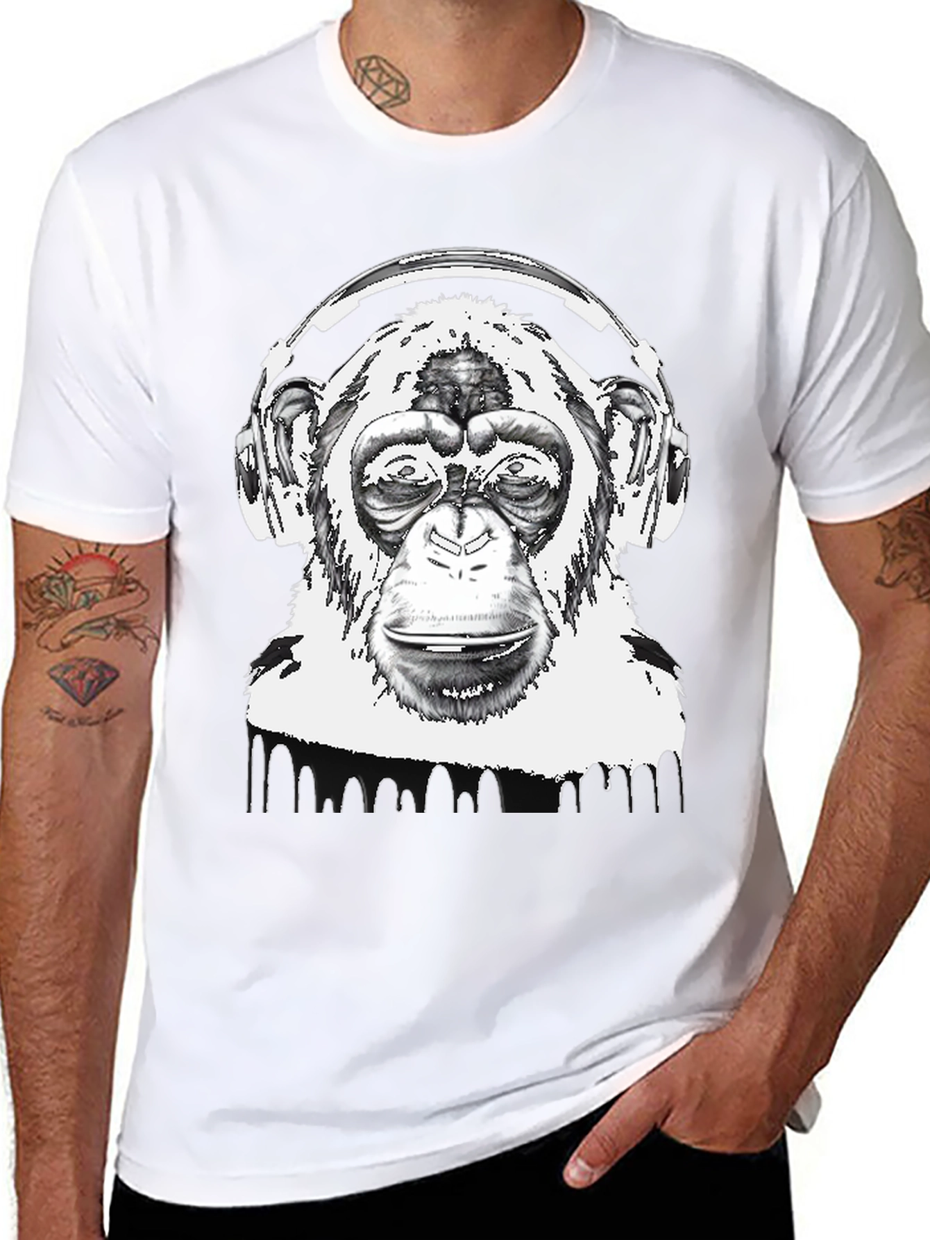 Black Monkey DJ Graphic Tee - Cool & Unique Design view 8