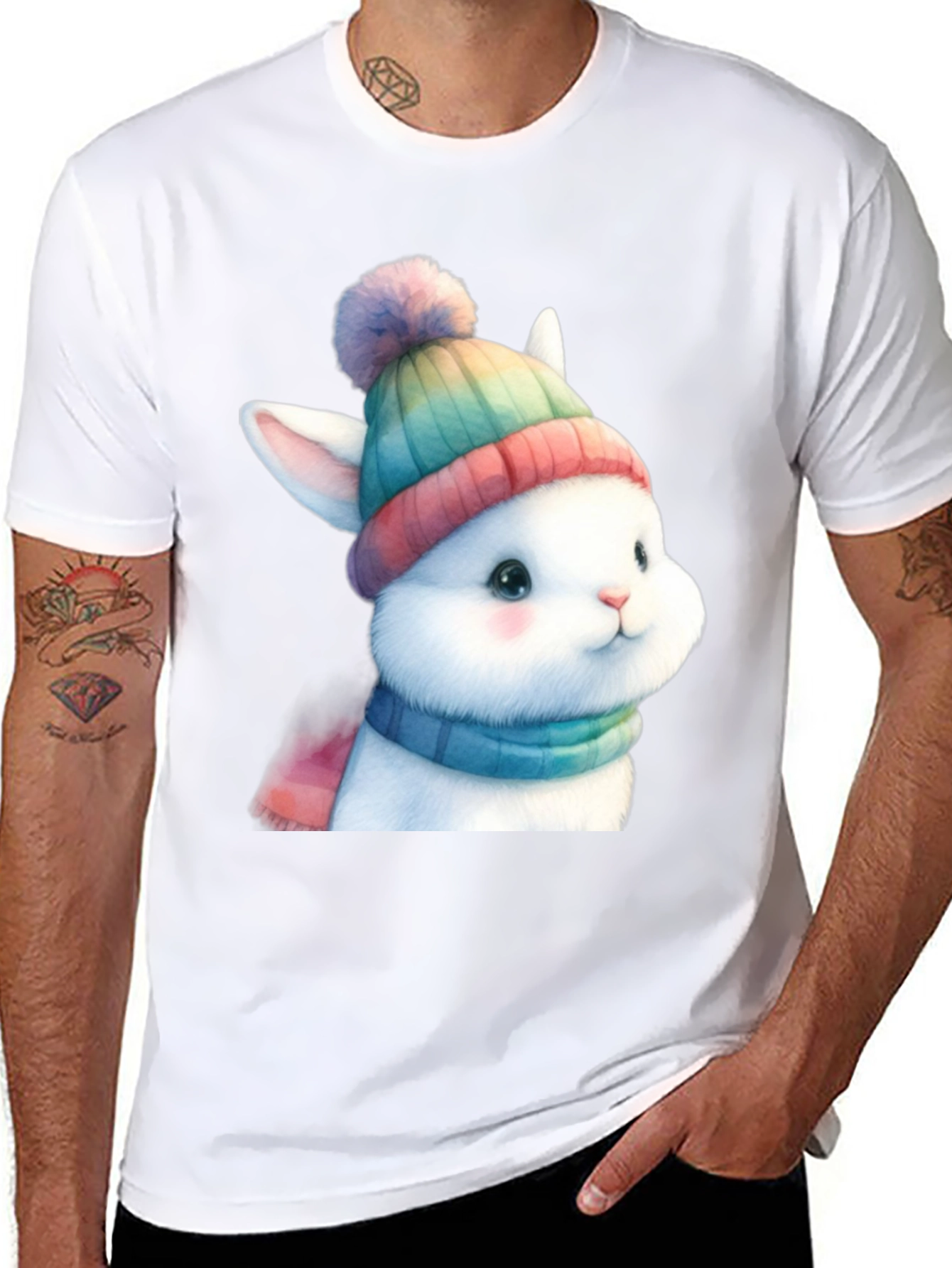 Black Winter Bunny T-Shirt - Cute & Cozy view 8