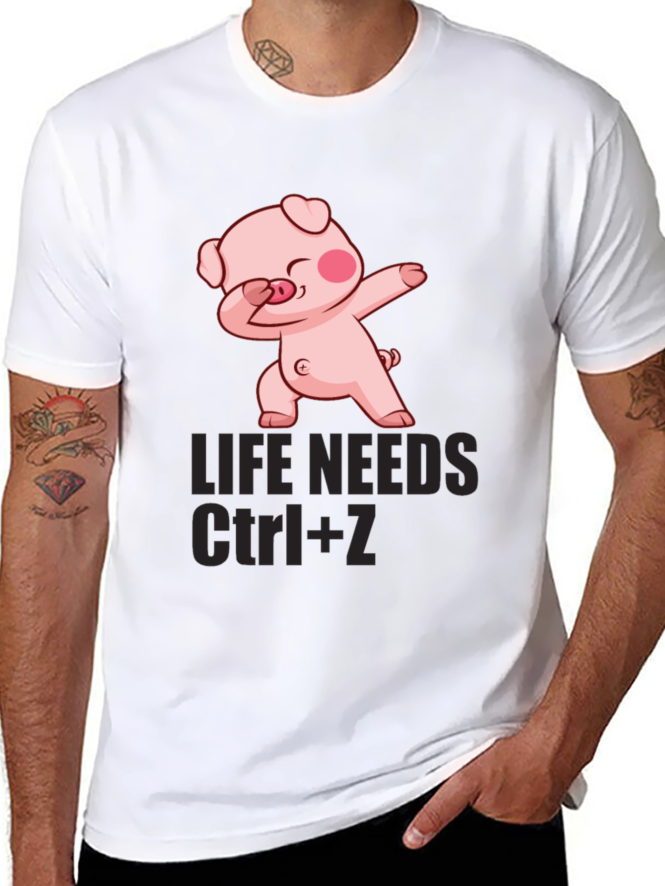 Black Life Needs Ctrl+Z Pig Dab Graphic Tee view 8