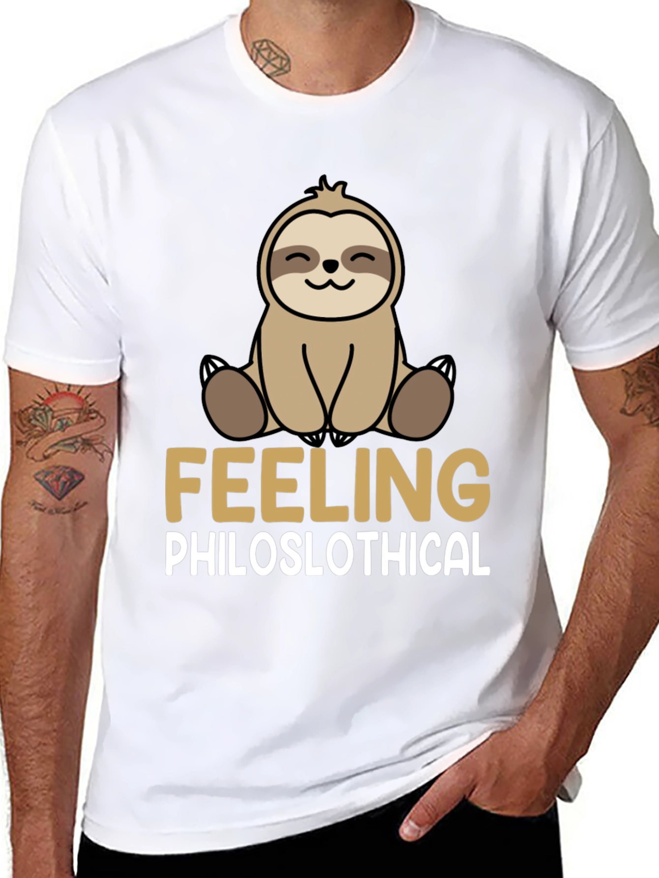 Black Philoslothical Sloth Graphic T-Shirt - Funny, Relaxed Fit view 8