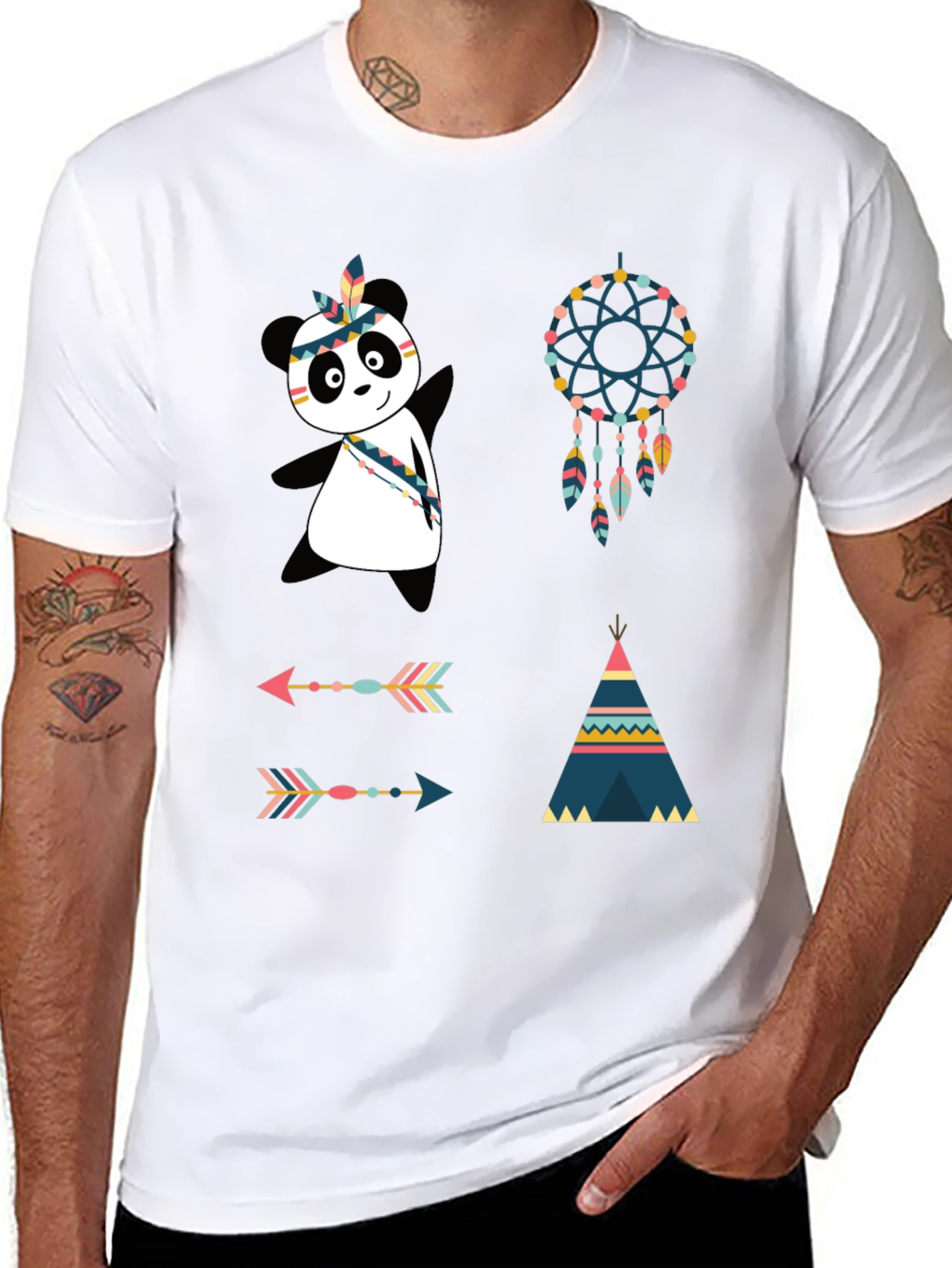 Black Tribal Panda Graphic Tee view 8