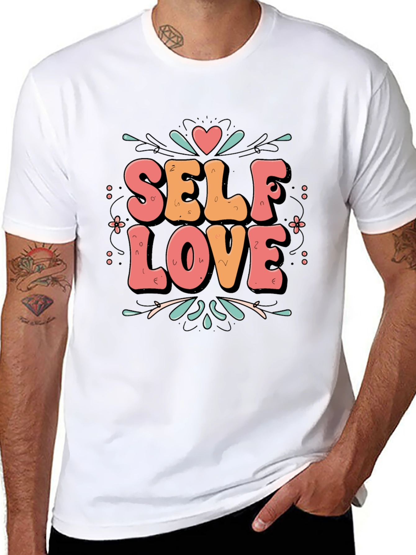 Black Self Love Graphic Tee - Trendy Black T-Shirt view 8