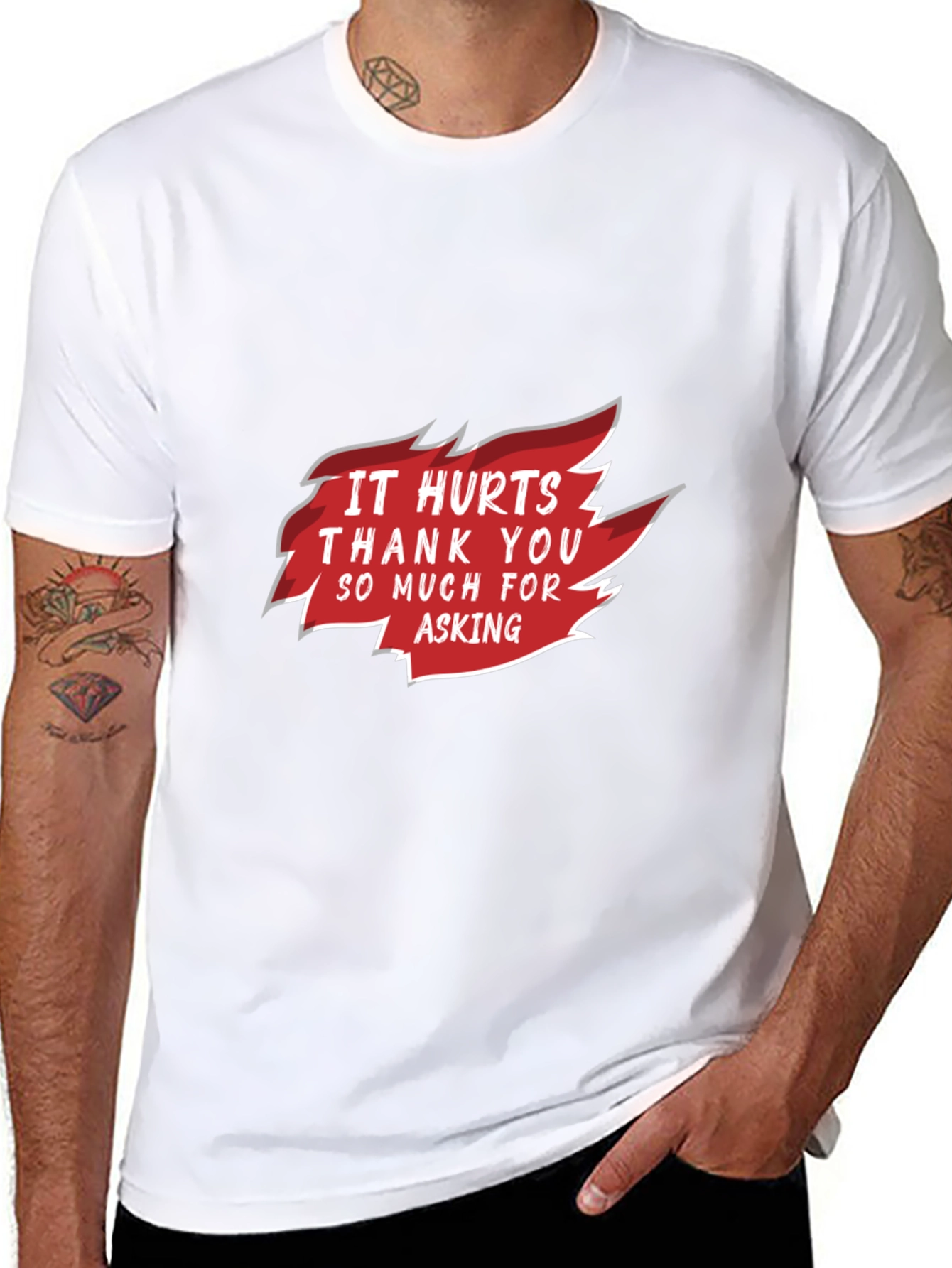Black Funny "It Hurts Thank You For Asking" Graphic Tee view 8