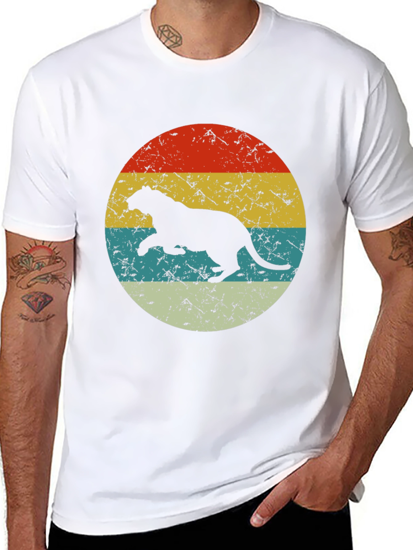 Black Vintage Panther Graphic Tee view 8