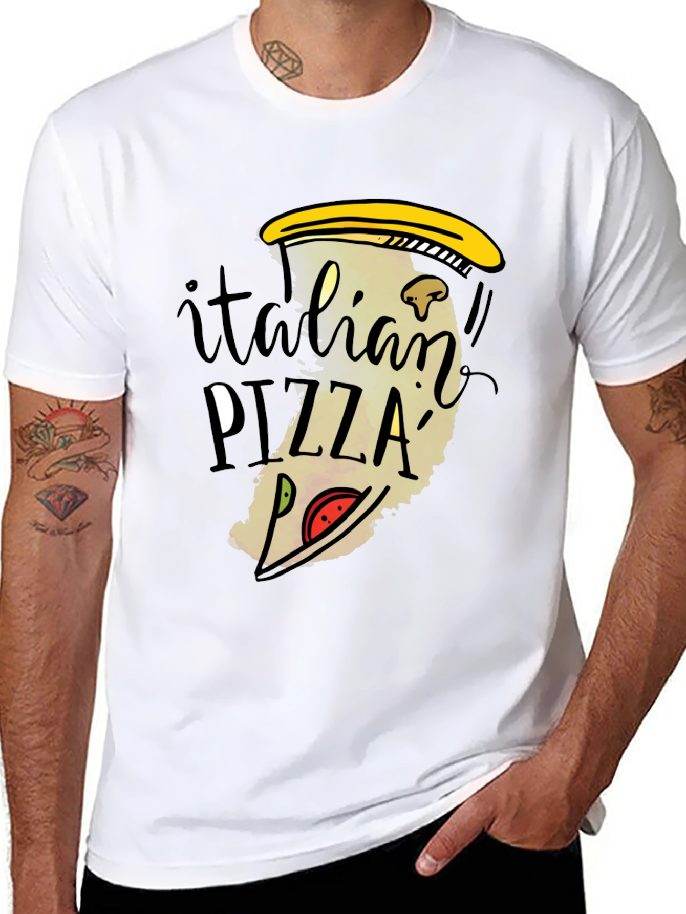 Italian Pizza Graphic Tee - Fun Foodie T-Shirt - 8