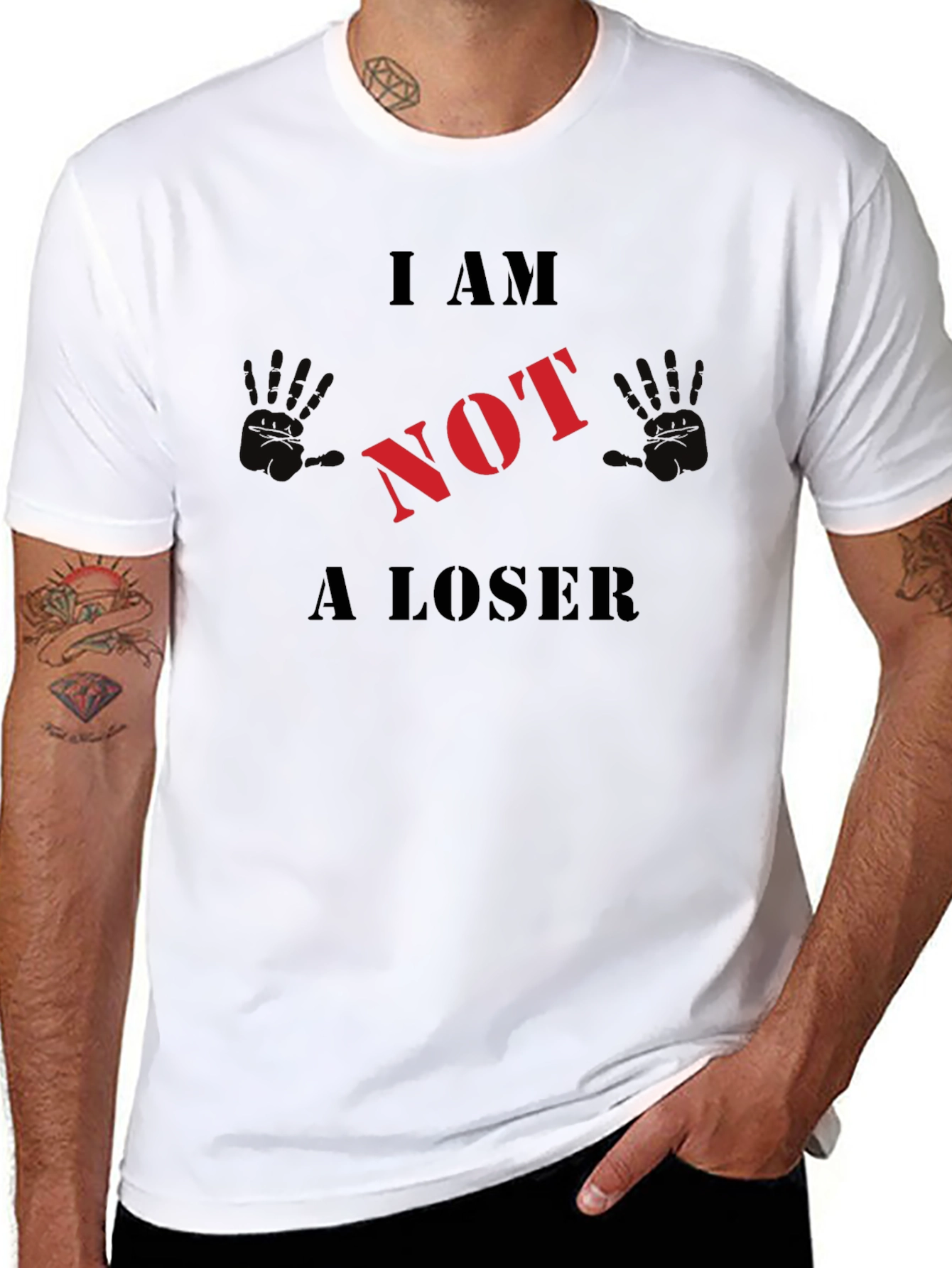 Black I AM NOT A LOSER Graphic T-Shirt view 8