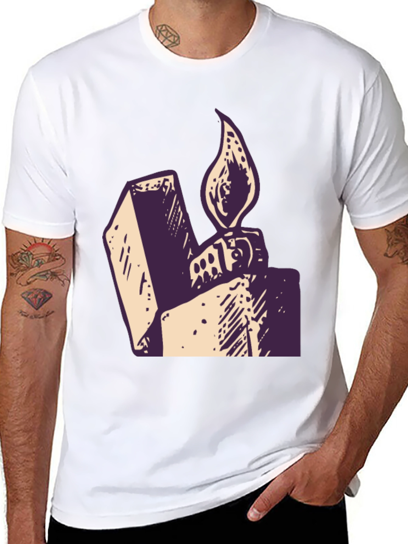 Black Vintage Lighter Graphic Tee - Black Cotton Comfort view 8