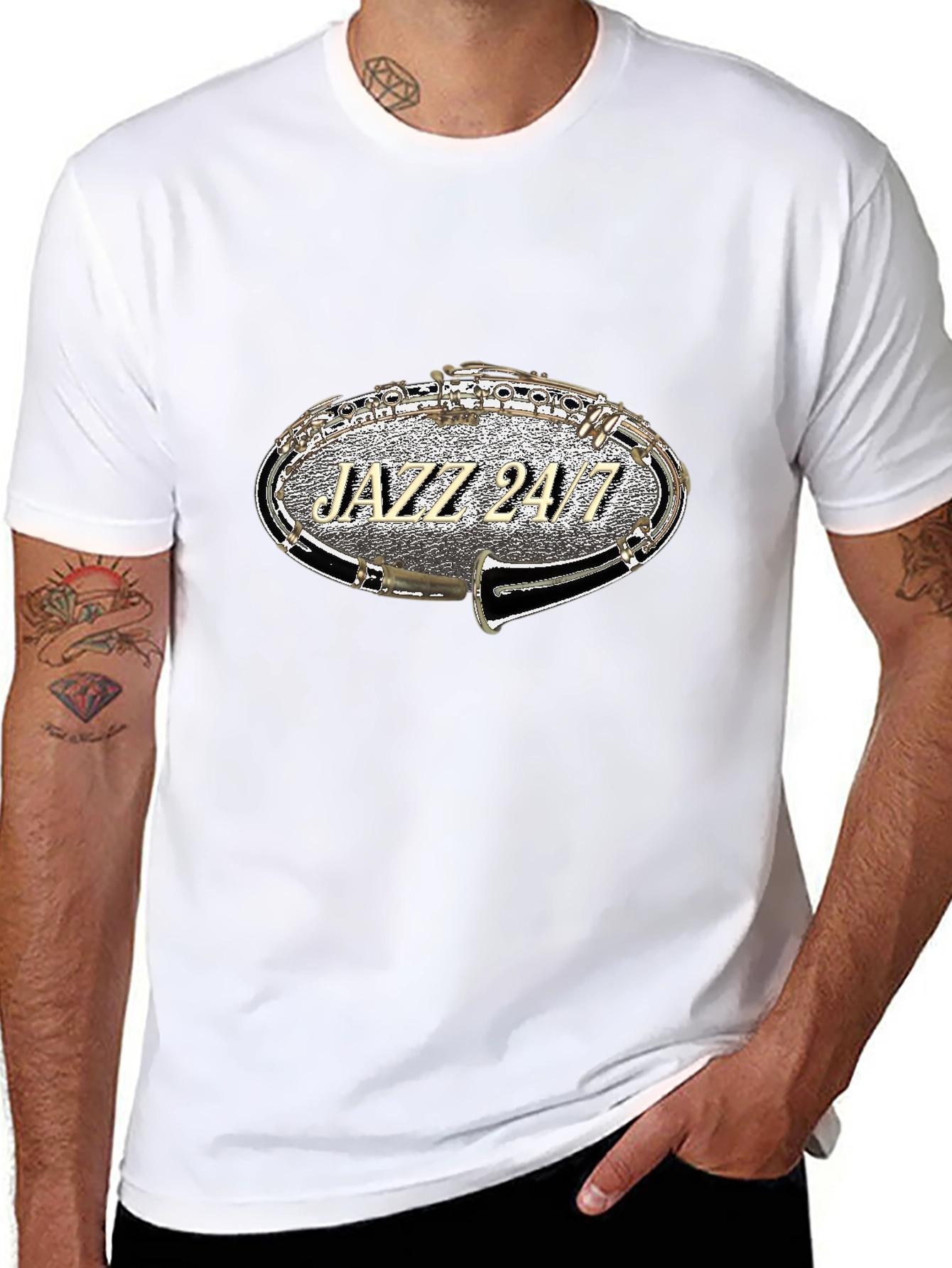 Black Jazz 24/7 Graphic T-Shirt - Music Lover Tee view 8