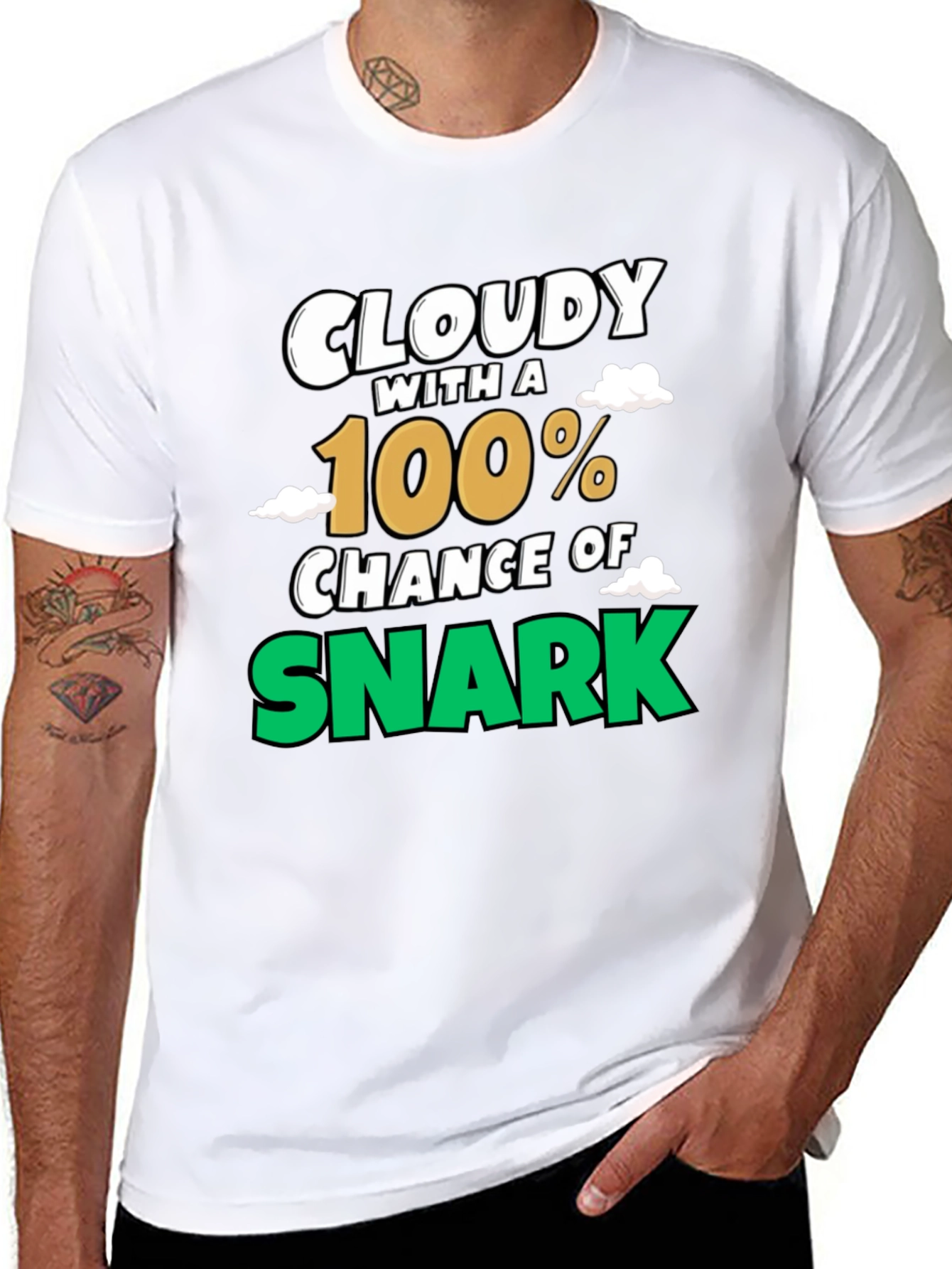 Black Cloudy with a 100% Chance of Snark Graphic Tee view 8