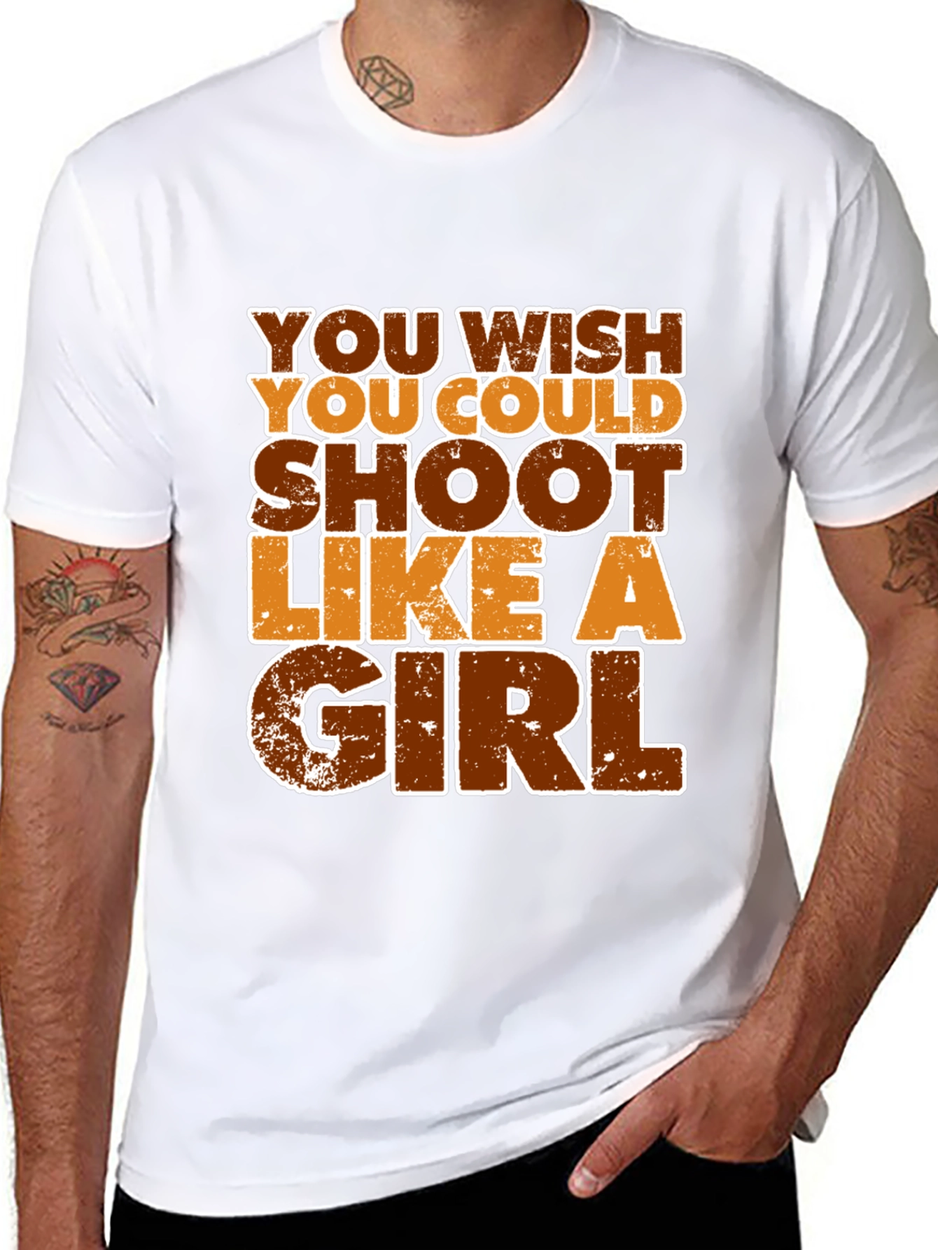 Black You Wish You Could Shoot Like A Girl Graphic T-Shirt view 8
