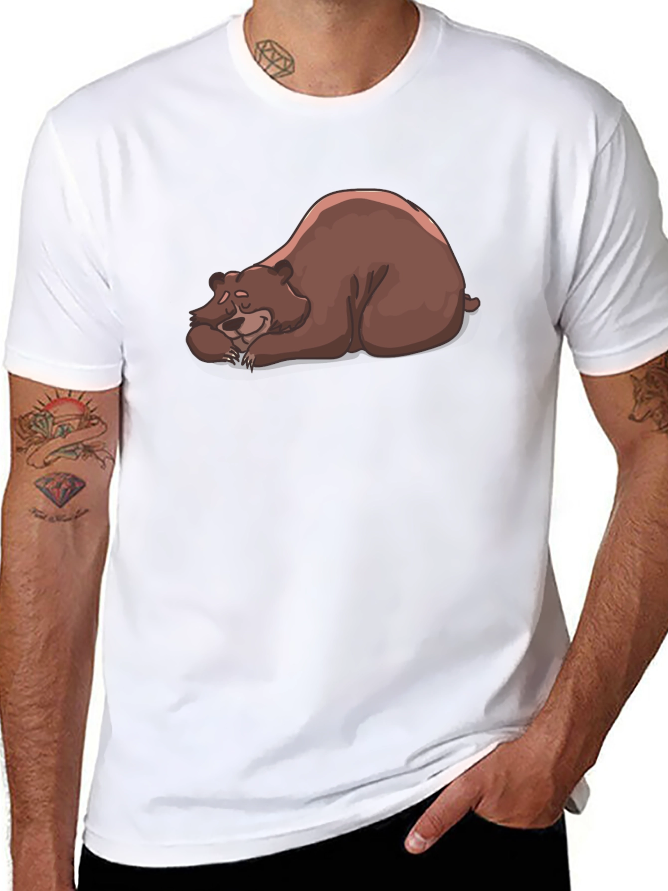 Black Sleeping Bear Graphic Tee - Casual Comfort Style view 8
