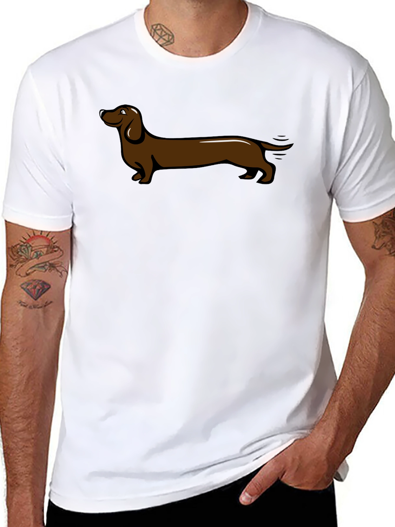 Black Dachshund Graphic T-Shirt - Black Crew Neck view 8