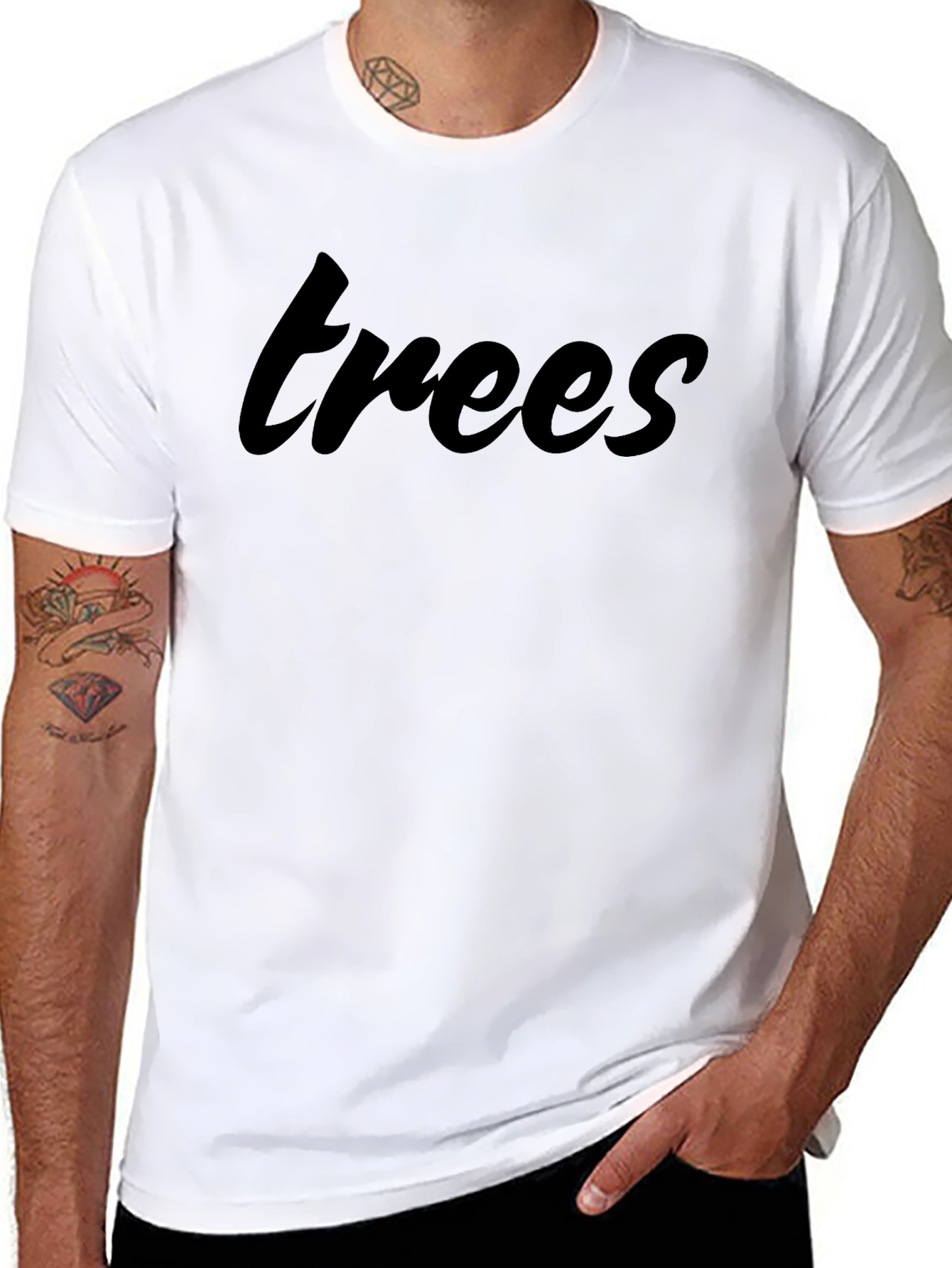 Black Trees Graphic Print Black T-Shirt view 8