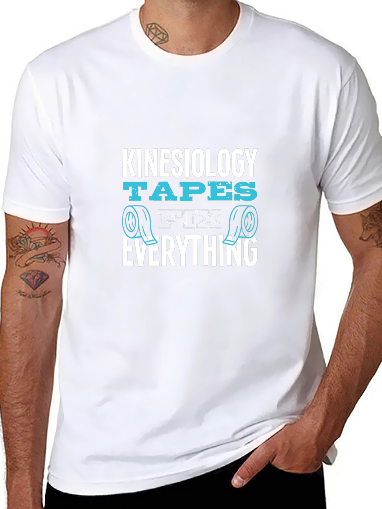 Black Kinesiology Tapes Fix Everything Black T-Shirt view 8