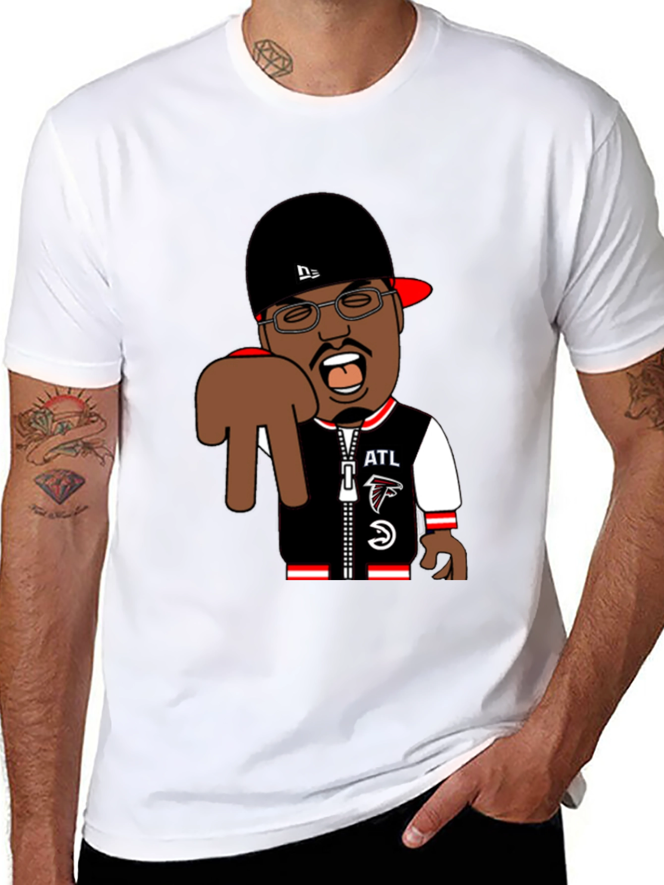 Black Cartoon Character Atlanta Falcons T-Shirt view 8