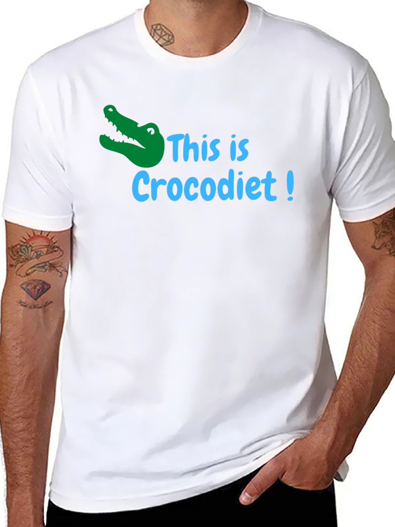 Black Crocodiet Funny T-Shirt - Black Cotton Tee view 8