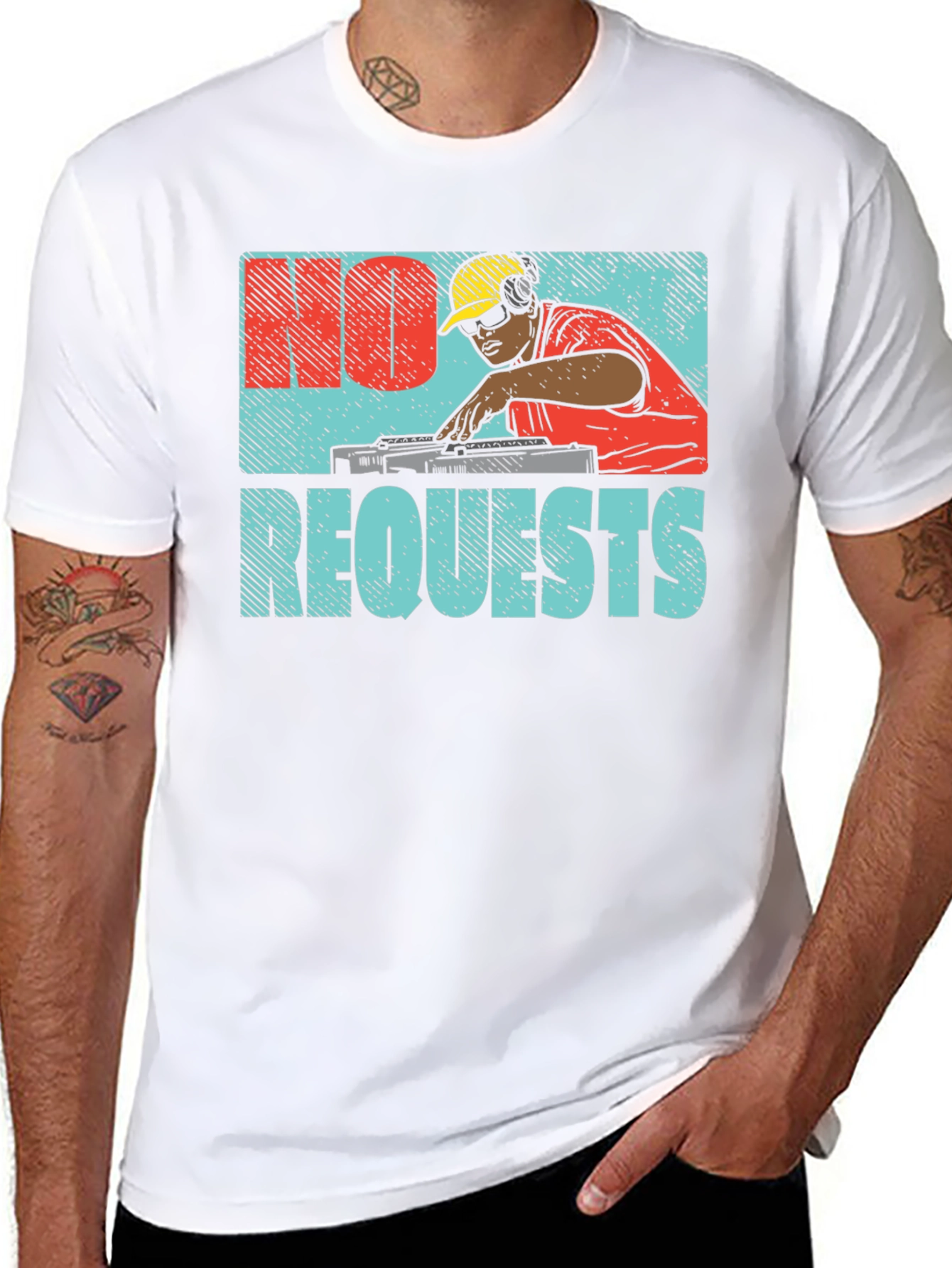 Black No Requests Graphic DJ T-Shirt view 8