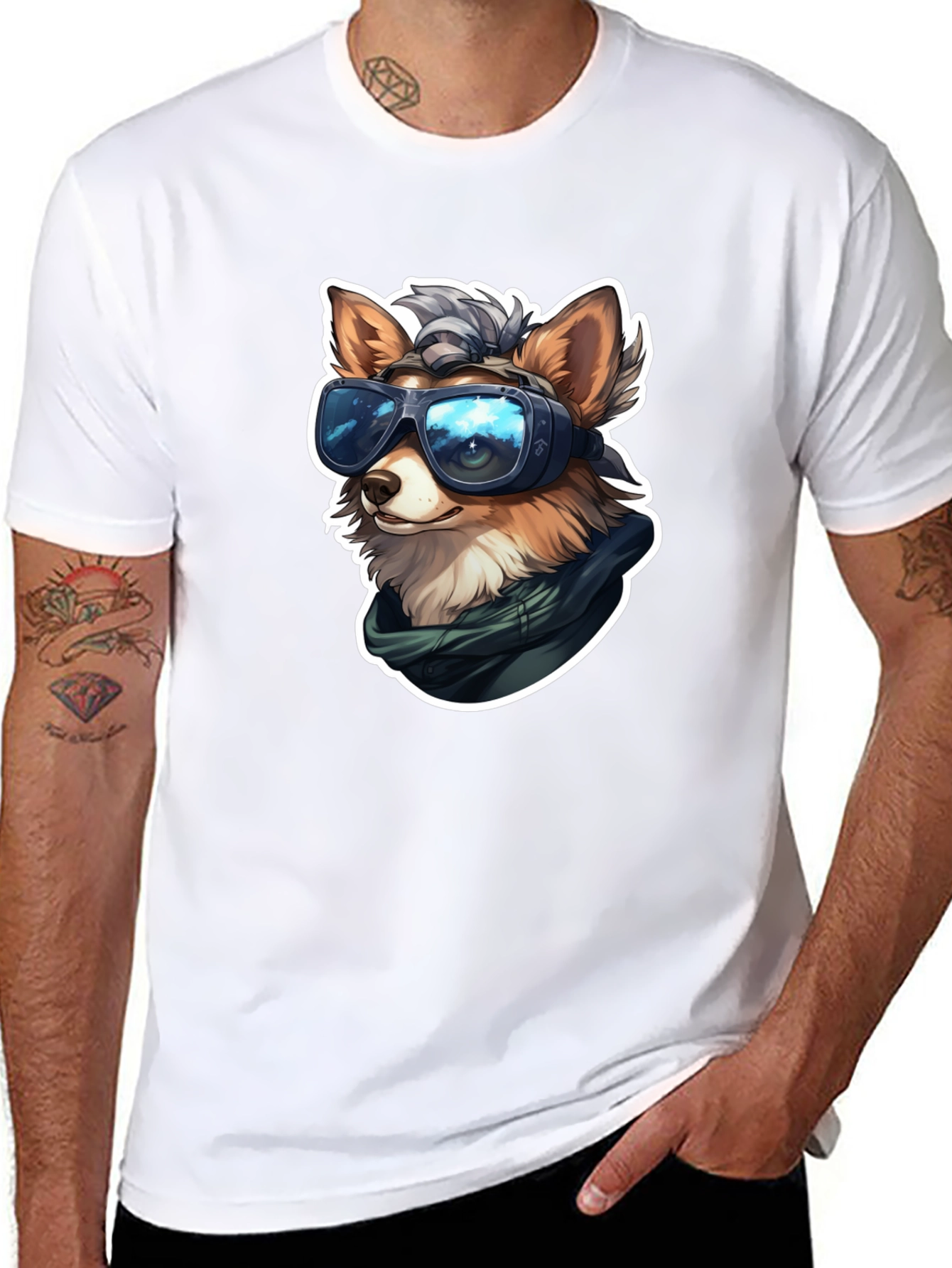 Black Stylish Dog VR Headset Black T-Shirt view 8