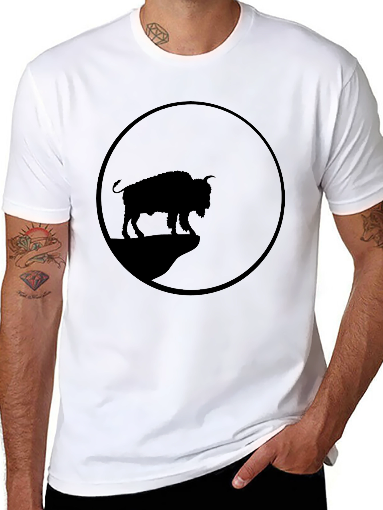 Black Bison Silhouette Graphic Tee view 8