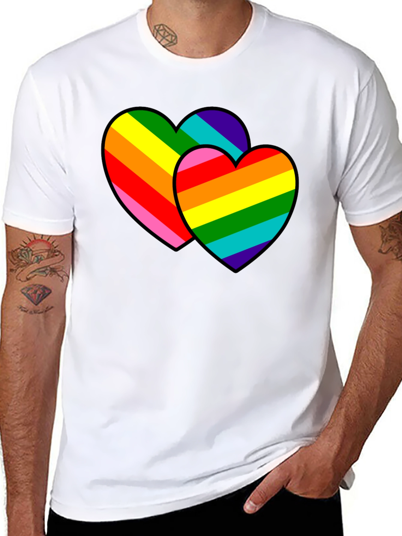 Black Rainbow Hearts Graphic Tee - Pride Love view 8