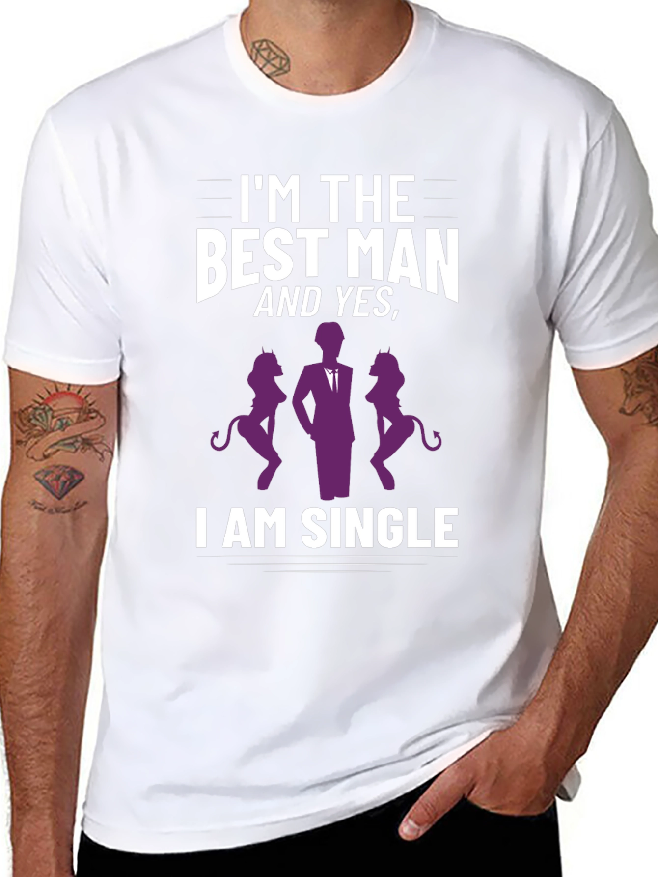Black Best Man Single T-Shirt Funny Bachelor Party Tee view 8