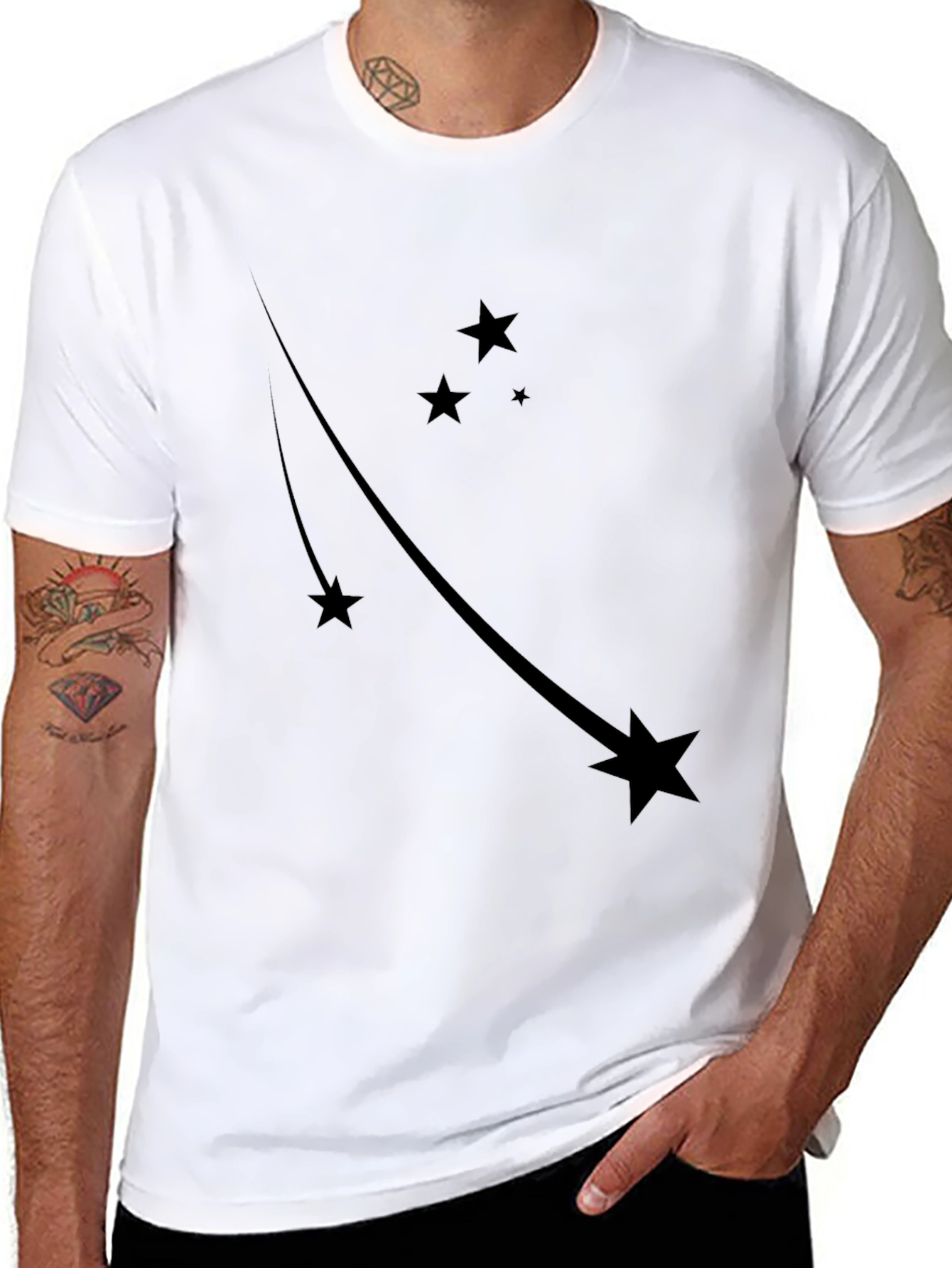 Black Star Trail Black Tee - Stylish Graphic T-Shirt view 8