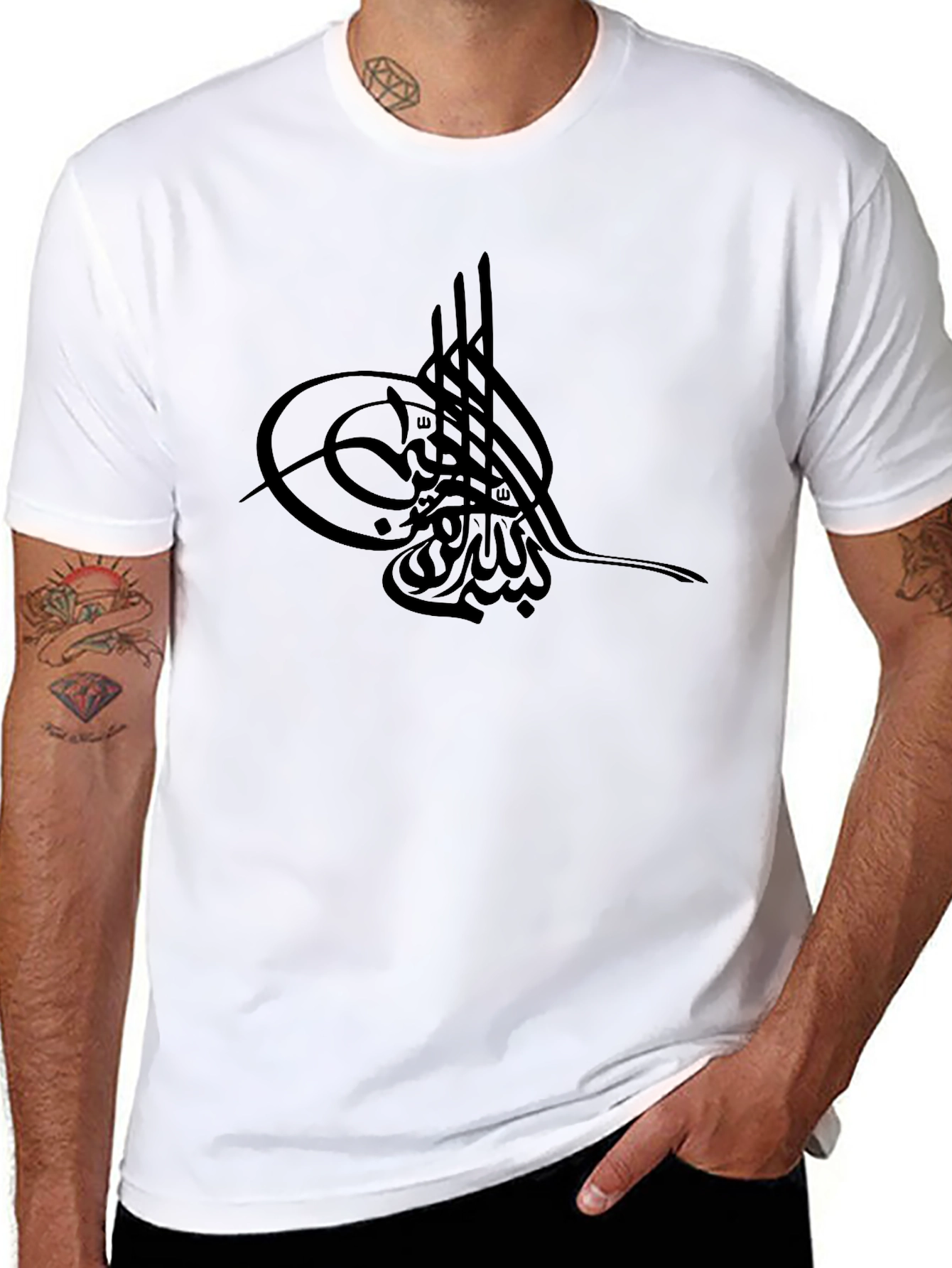 Black Black T-Shirt with Ottoman Calligraphy view 8