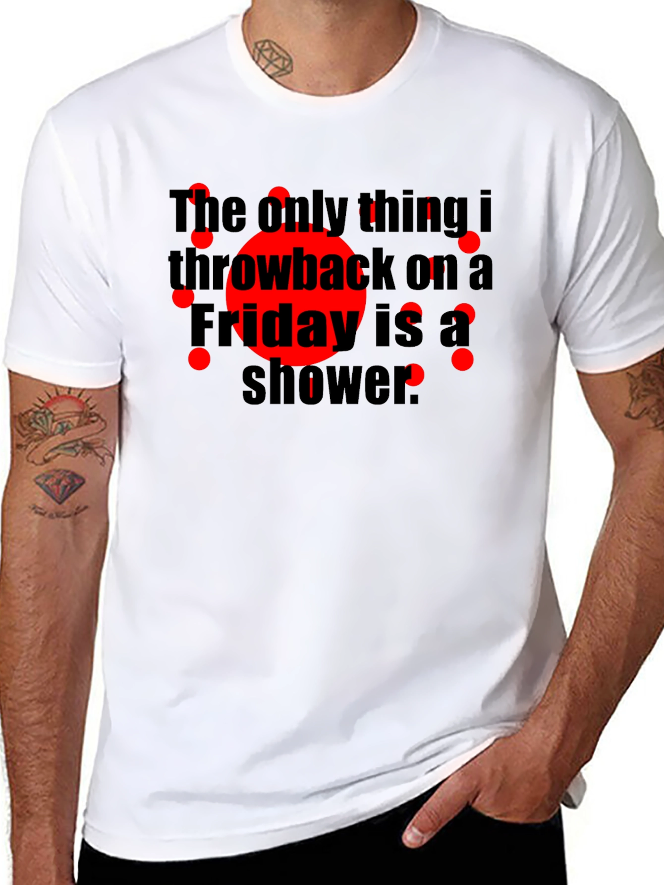 Black Funny Friday Shower Throwback T-Shirt view 8