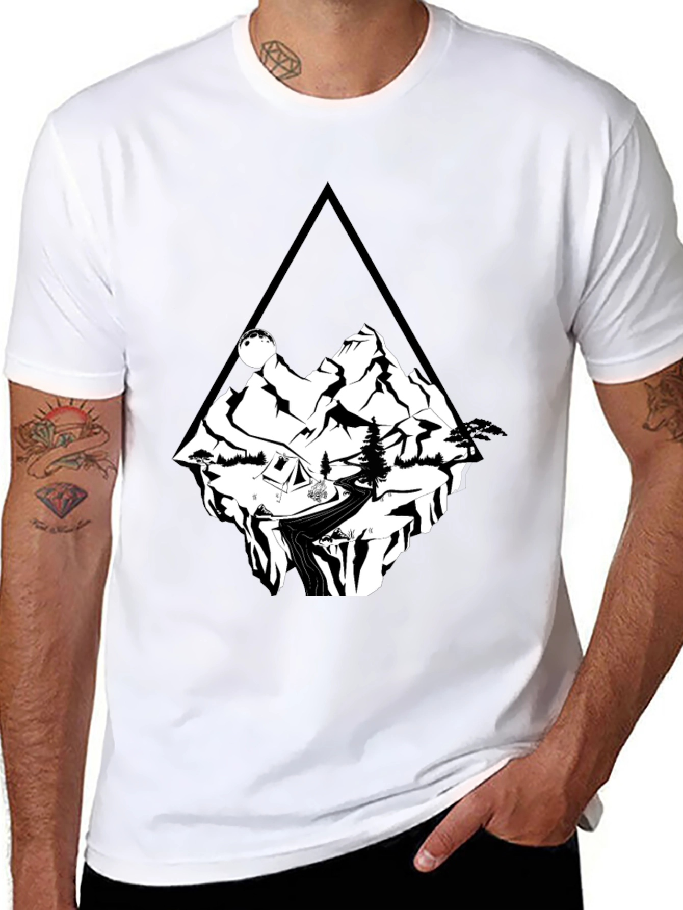 Black Mountain Adventure T-Shirt - Black Cotton Tee view 8