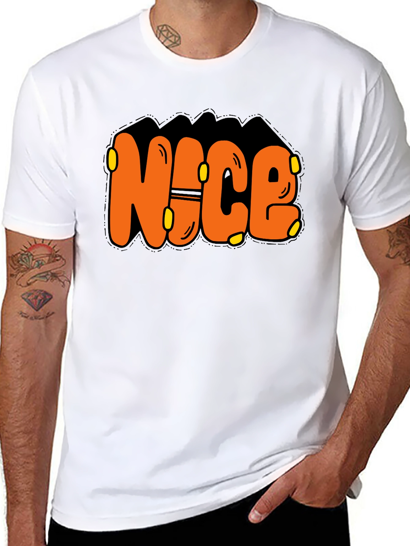 Black Nice Graphic Print T-Shirt view 8