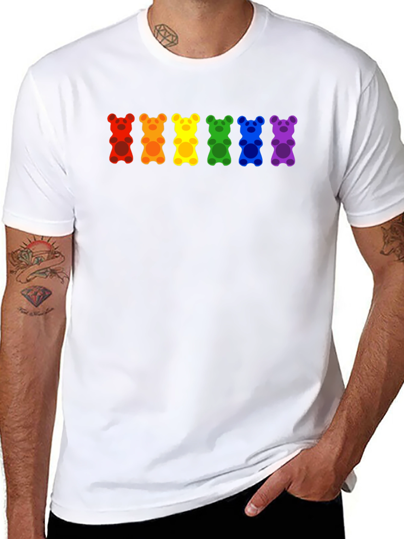 Black Rainbow Gummy Bear Pride T-Shirt view 8